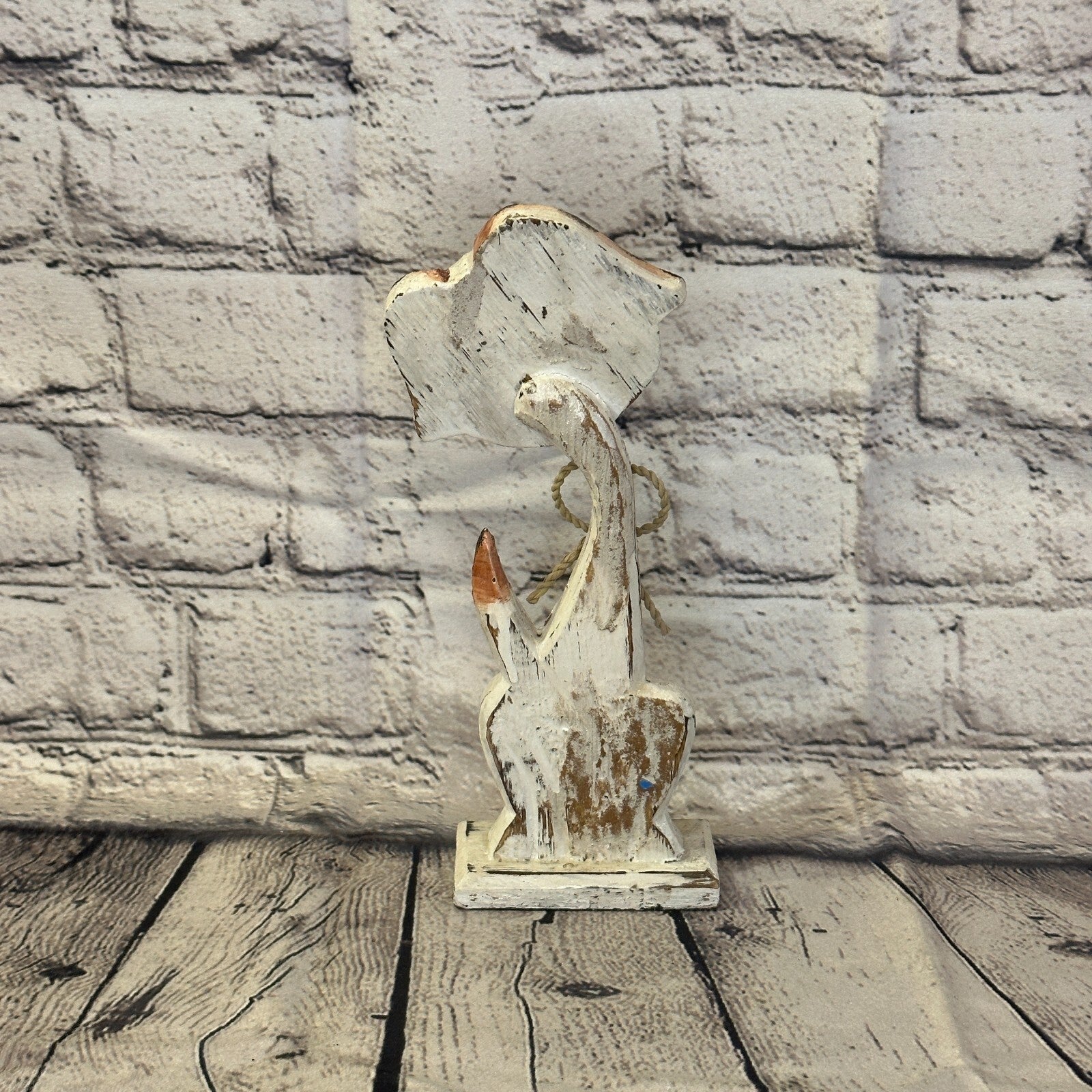 White Wooden Dog Shabby Pattern 25cm x 10cm Handmade and Fairtrade4