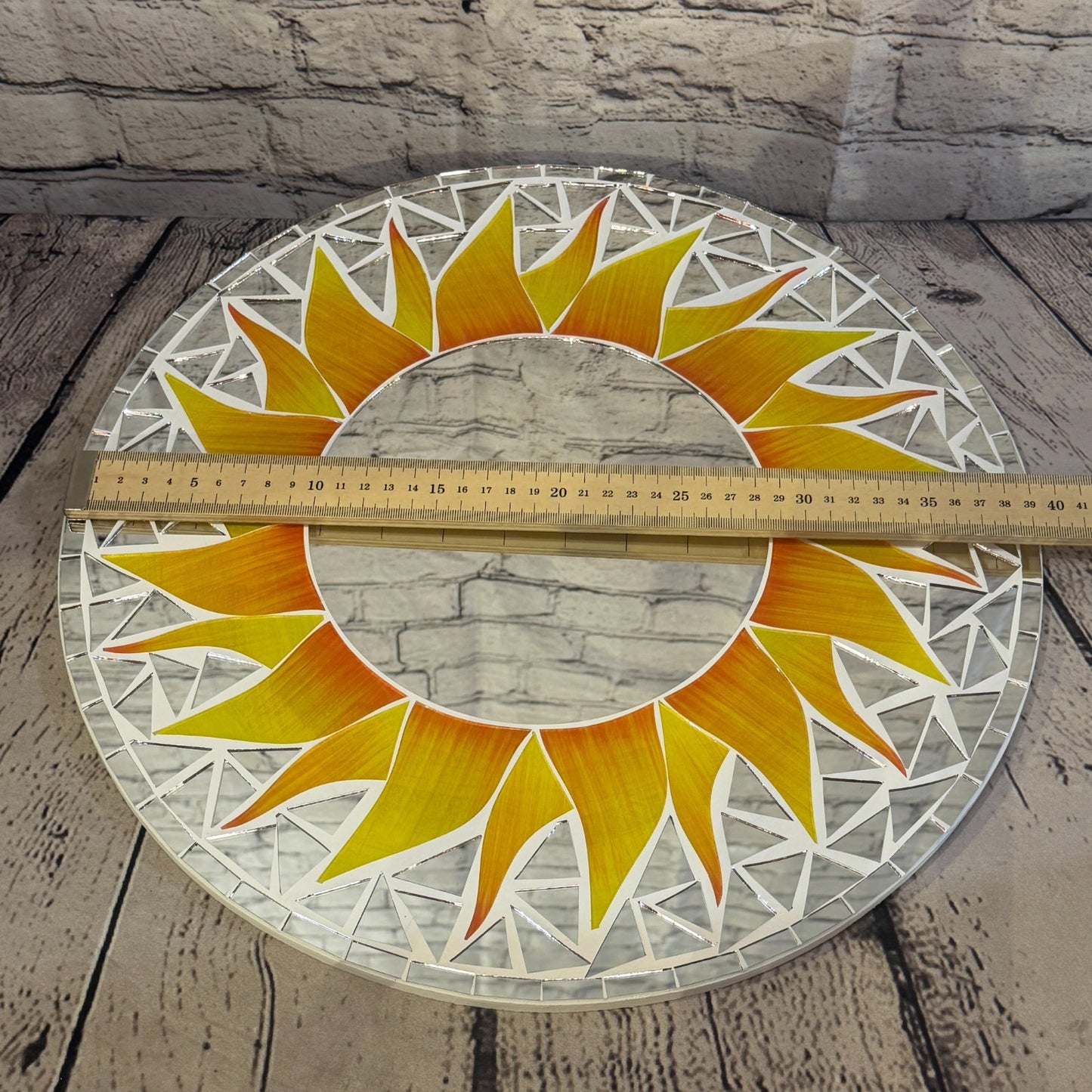 Orange Sun Flame Mosaic Tile Wall Mirror 40cm x 40cm 16 Inches Handmade3