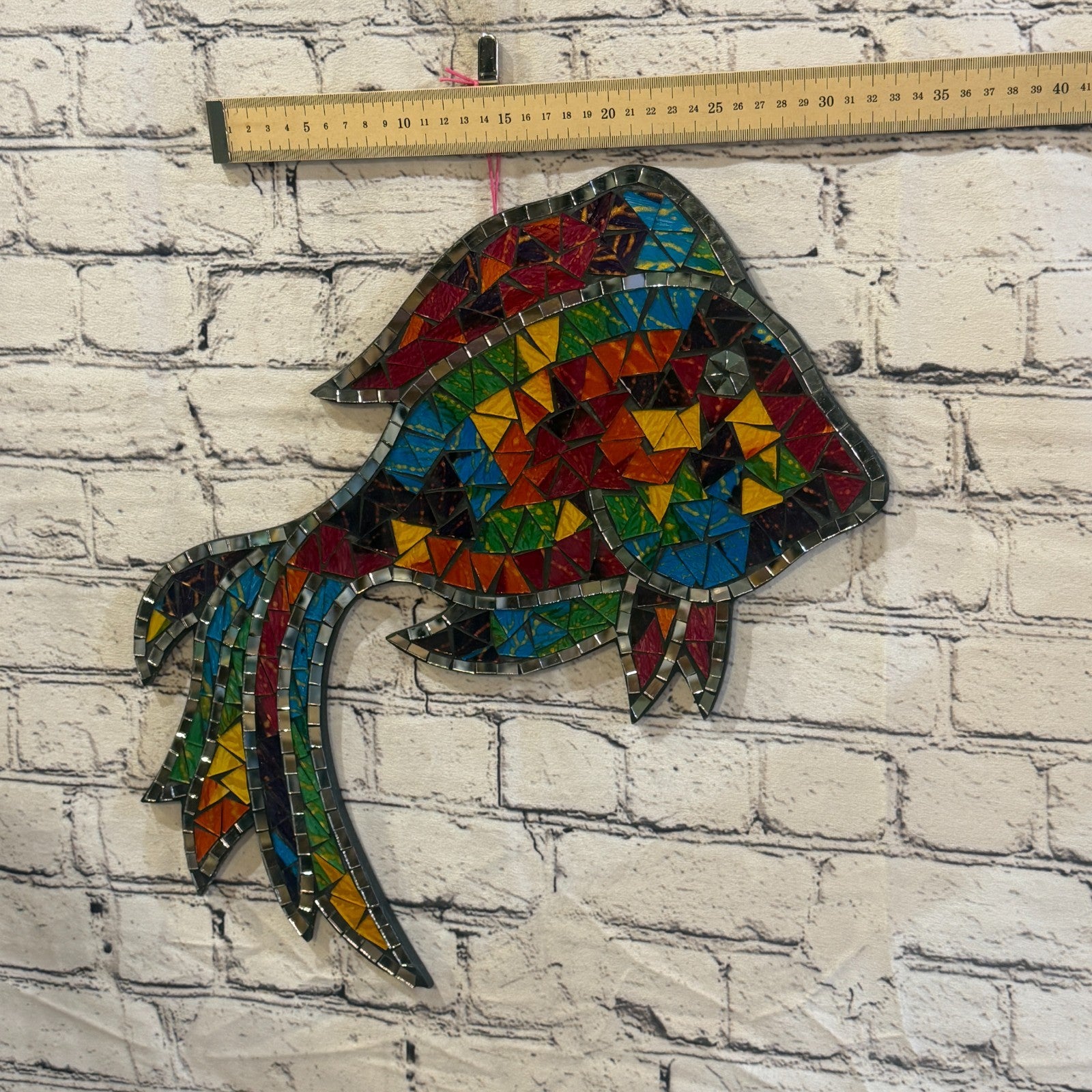 Rainbow Angel Tropical Fish Mosaic Tile Wall Mirror 40cm x 30cm Handmade New3