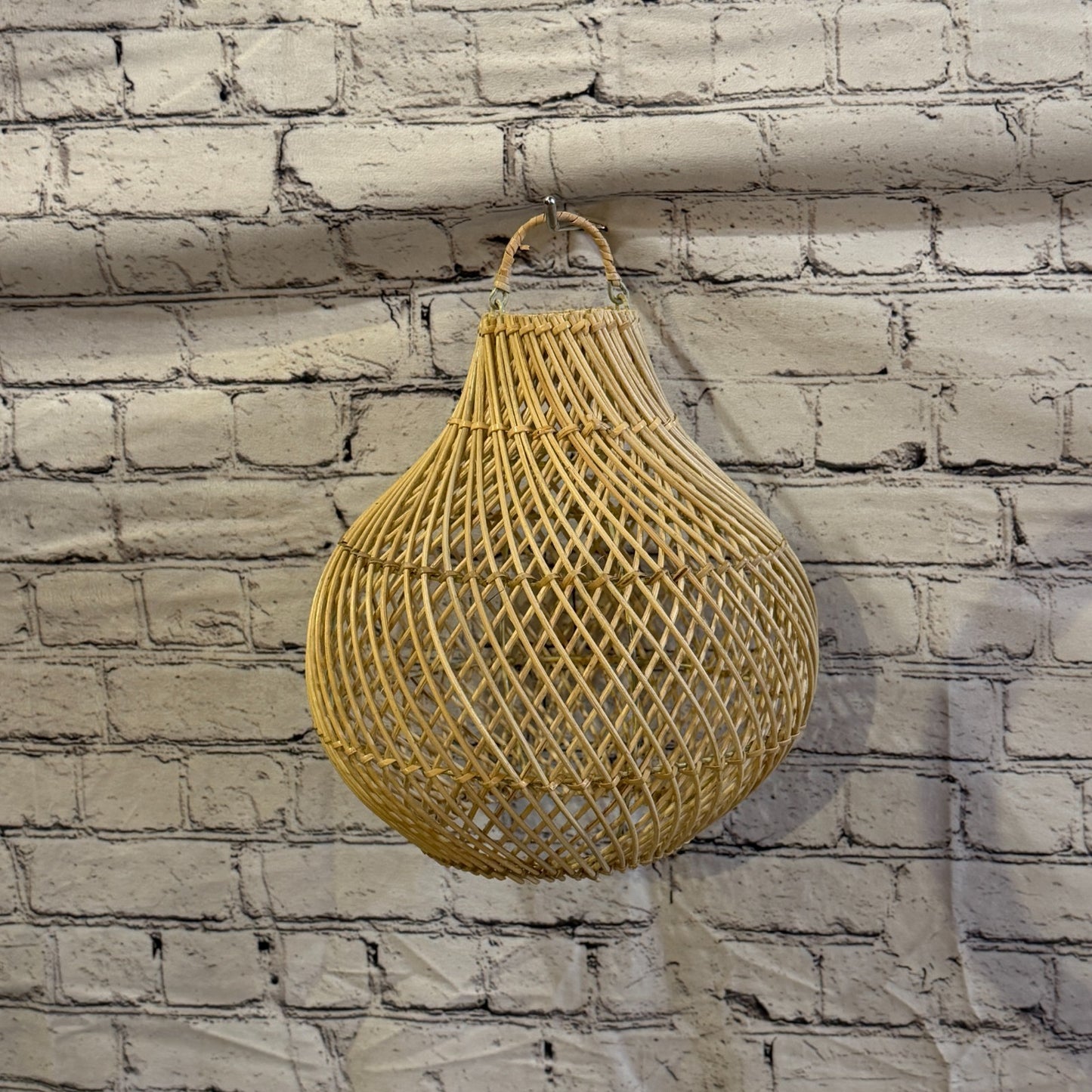 30cm x 25cm Natural Wicker Rattan Ceiling Pendant Light Shade Lampshade LED Bulb2