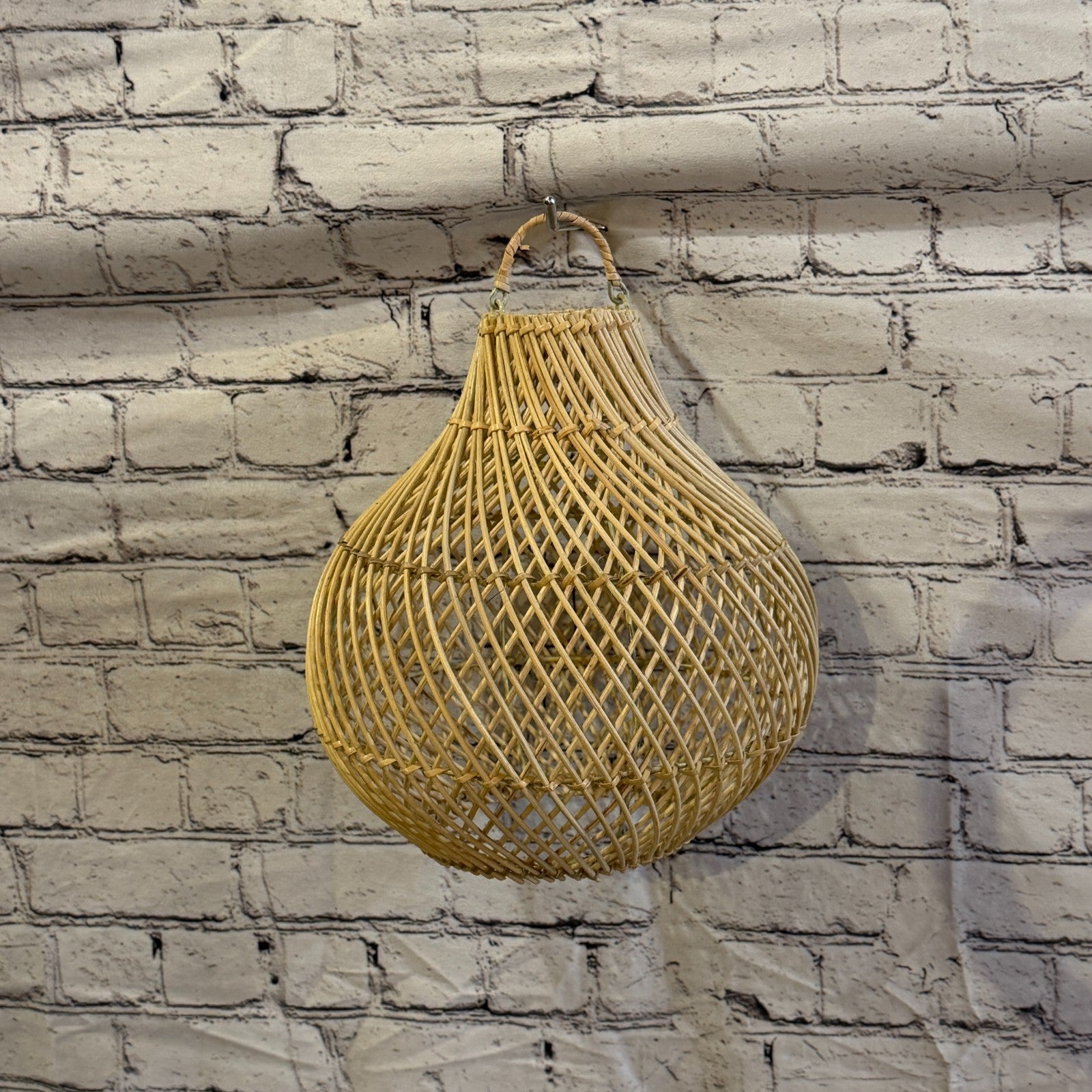 30cm x 25cm Natural Wicker Rattan Ceiling Pendant Light Shade Lampshade LED Bulb2
