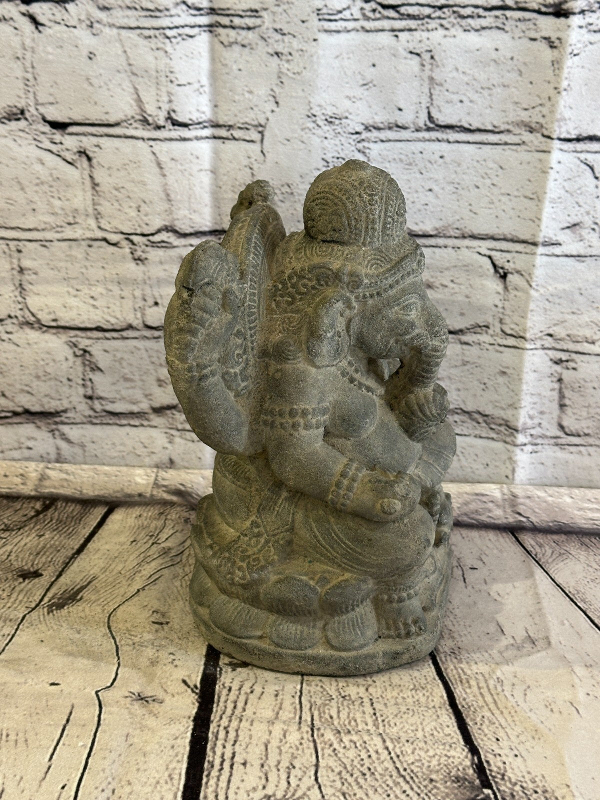 Small Ganahsa Stone Garden 20cm x 15cm Ornament Outdoor Indoor Statue Hindu4