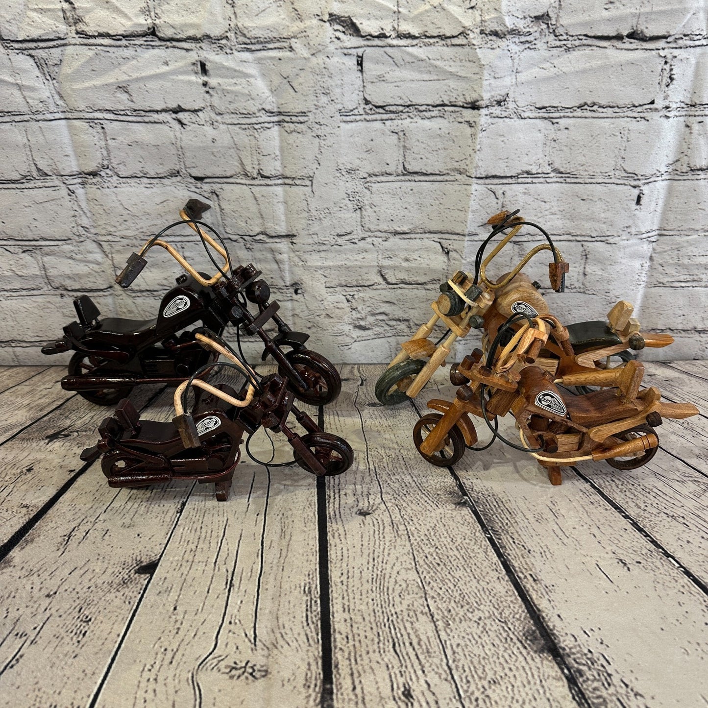 25cm Large Dark Wood Motorbike Motorcycle Model Wooden Ornament Decorative Bike10