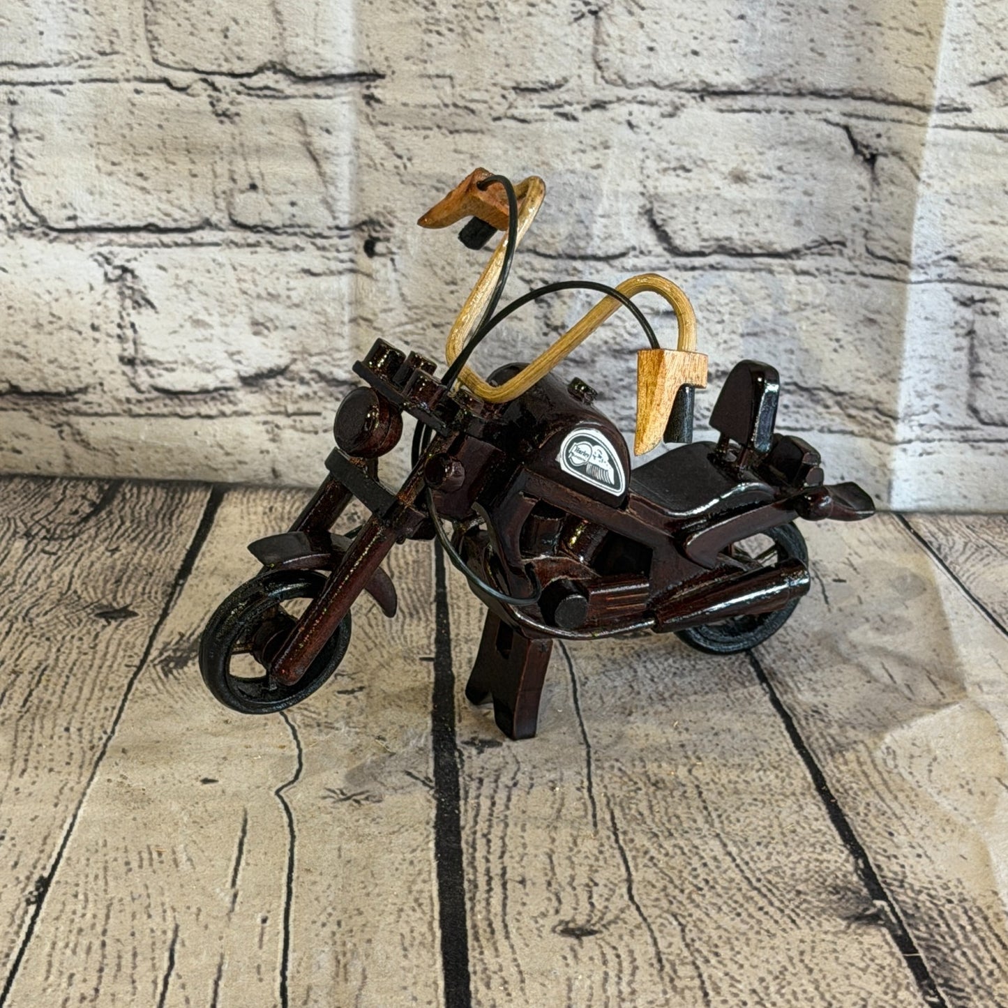 20cm Small Dark Wood Motorbike Motorcycle Model Wooden Ornament Decorative Bike0