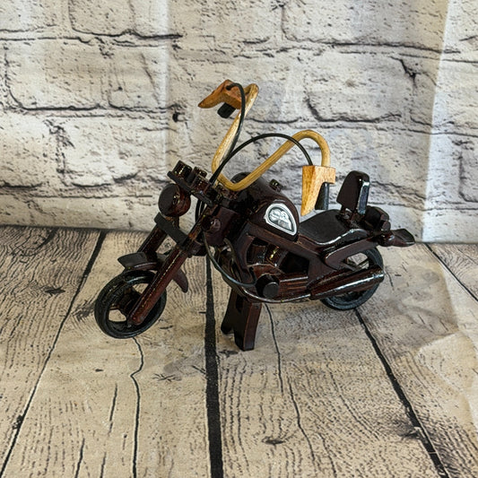 20cm Small Dark Wood Motorbike Motorcycle Model Wooden Ornament Decorative Bike0