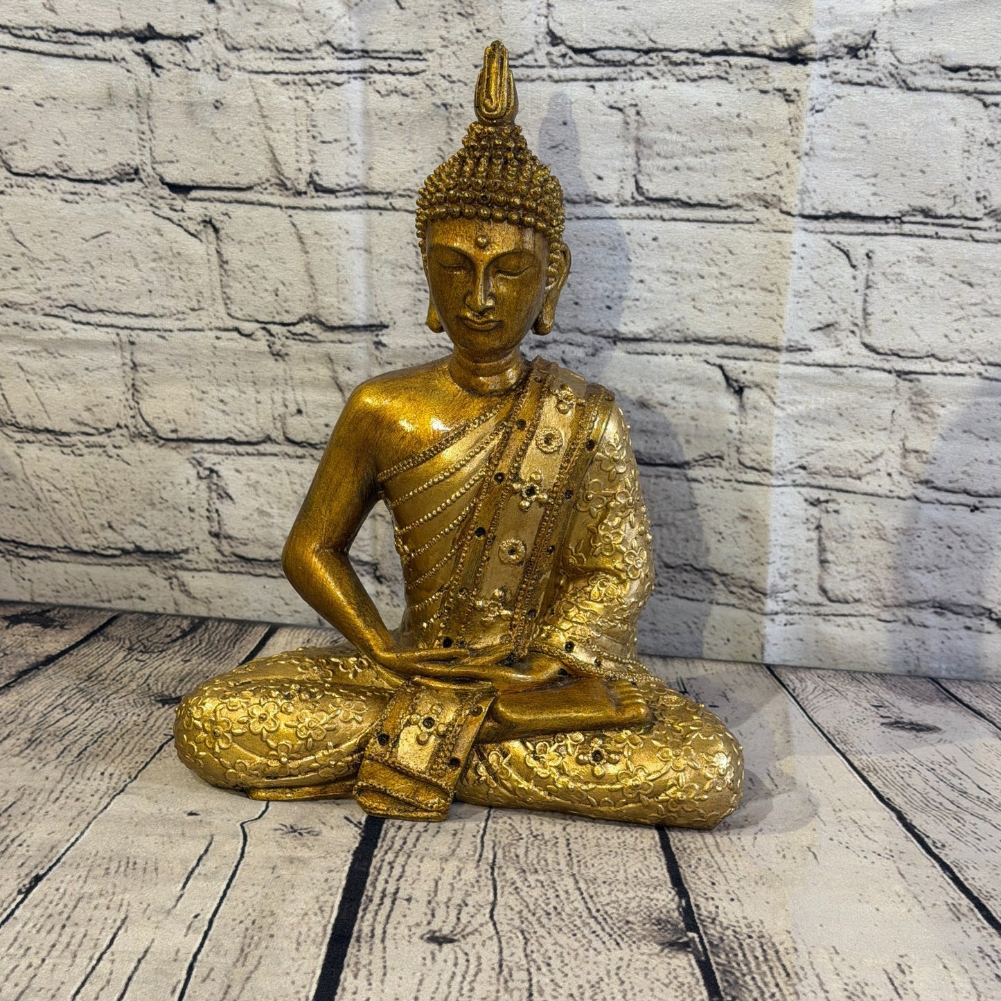 Bronze & Bronze 30cm x 20cm Large Thai Spike Buddha Sitting Statue Resin Hindu1