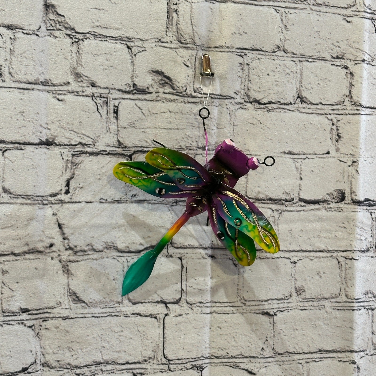20cm x 15cm Pink Dragonfly Bug Metal Tin Wall Hanging Ornament Painted Statue9