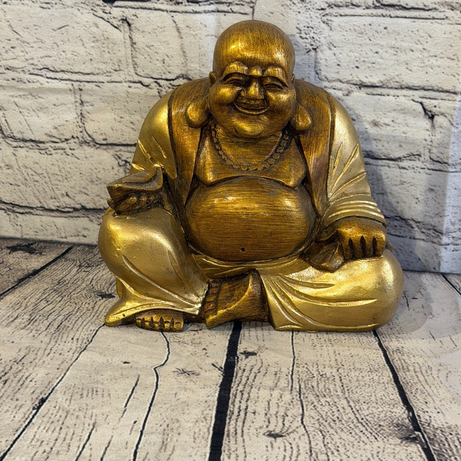 Bronze & Bronze 20cm x 20cm Large Chinese Buddha Sitting On Lotus Statue Resin1