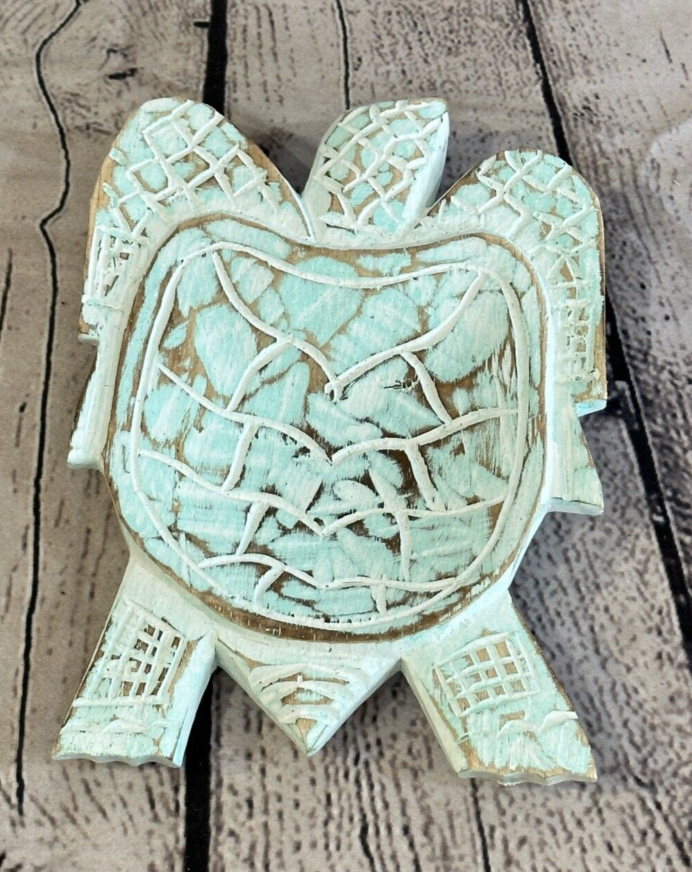 20cm Blue Sea Turtle Bowl Trinket Dish Decoration Designer Mask Wooden Handmade0