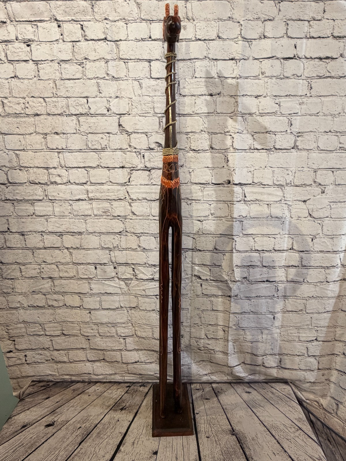 120cm Brown Wooden Giraffe Standing Single Carved Solid Wood Giraffe Handmade1