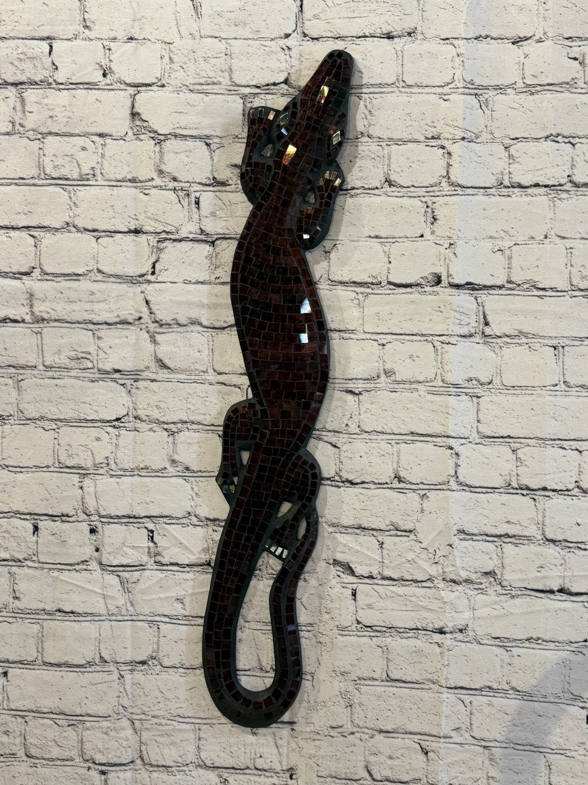 80cm Gecko Purple Mosaic Wall Hanging Wooden Ornaments Wood Carving2