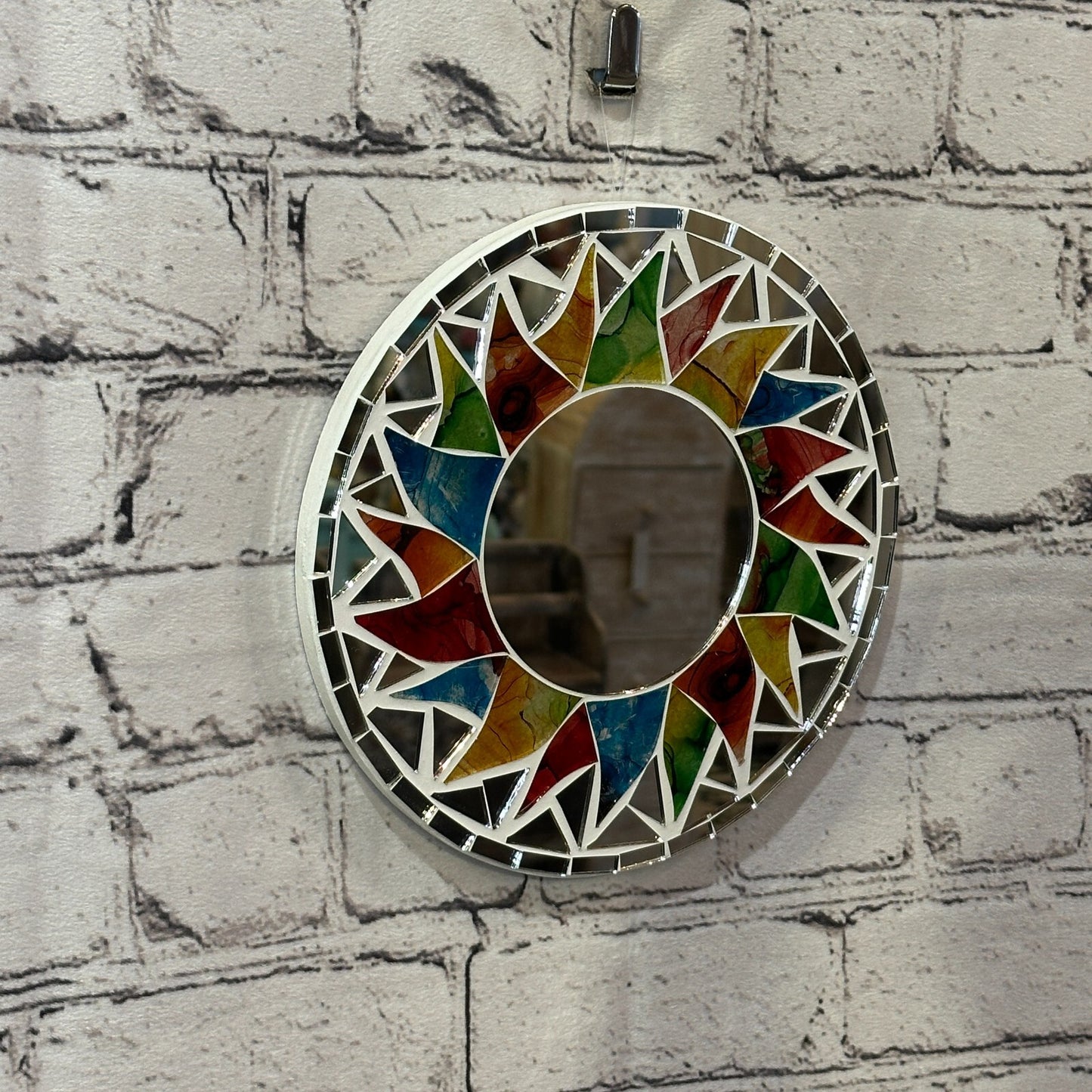 Rainbow White Sun Mosaic Tile Wall Mirror 20cm x 20cm 8 Inches Handmade New0