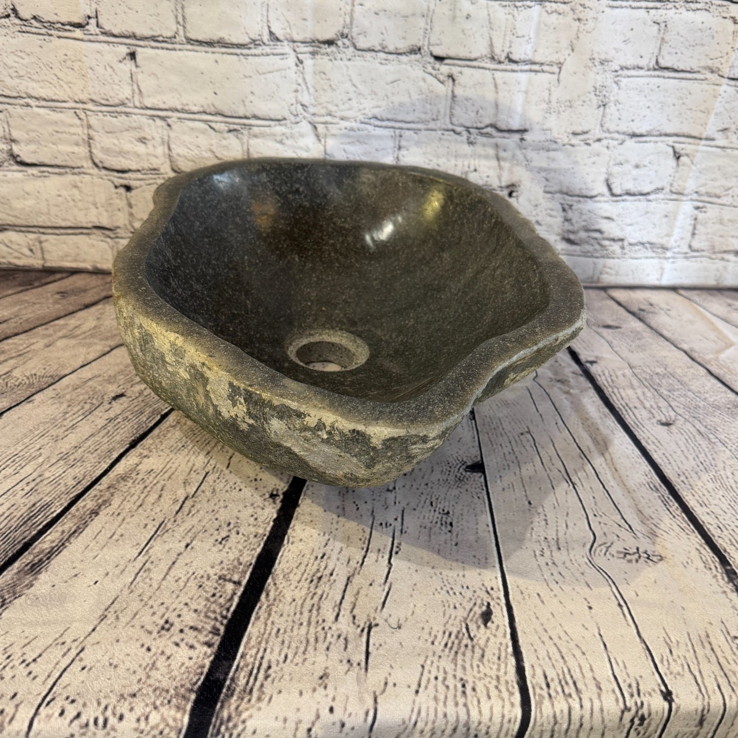 40cm x 30cm Wash Basin Bathroom Counter Top Washing River Stone Bowl Sink No 113