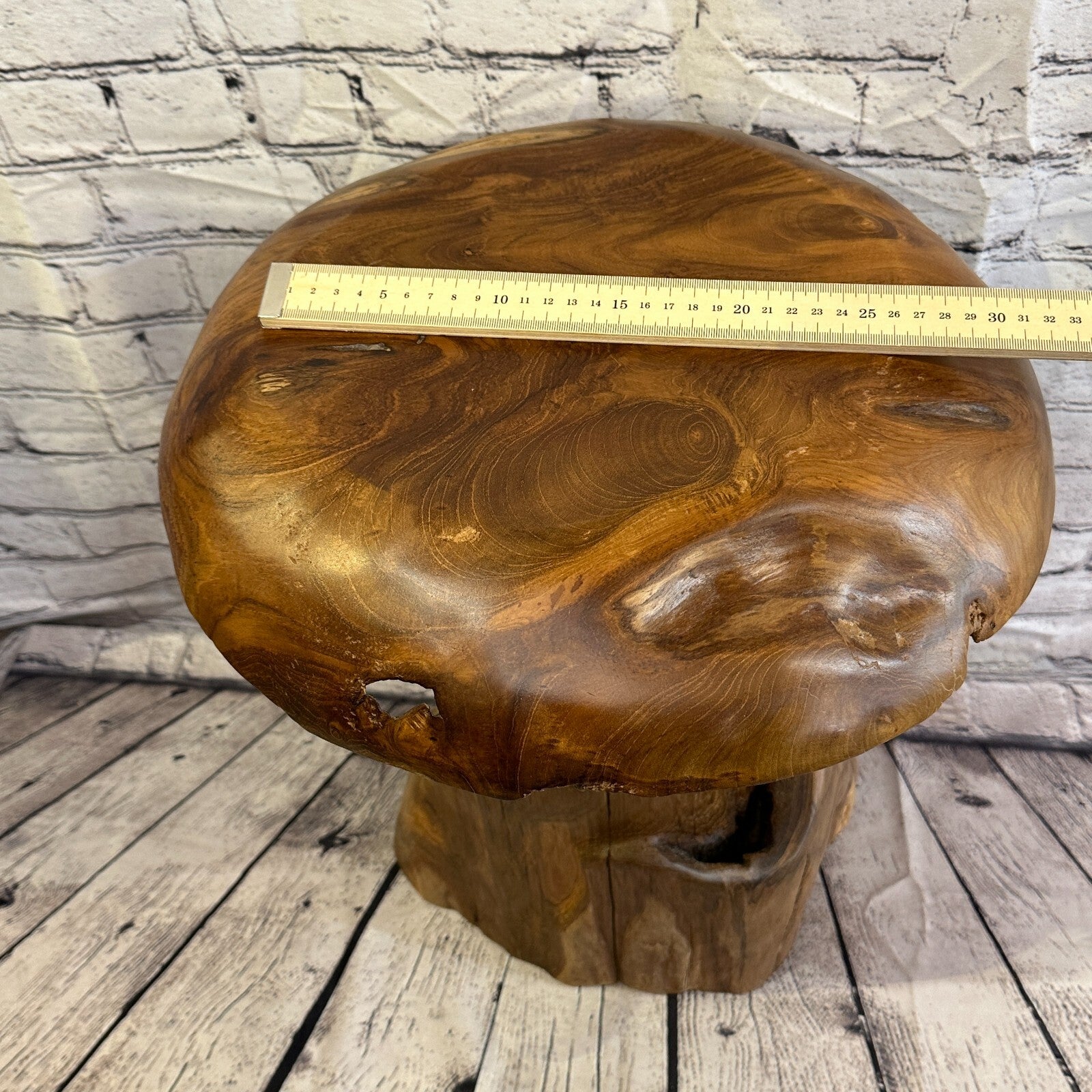 50cm x 35cm Wooden Mushroom Toadstool Sculpture Garden Teak Root Ornament Carved8