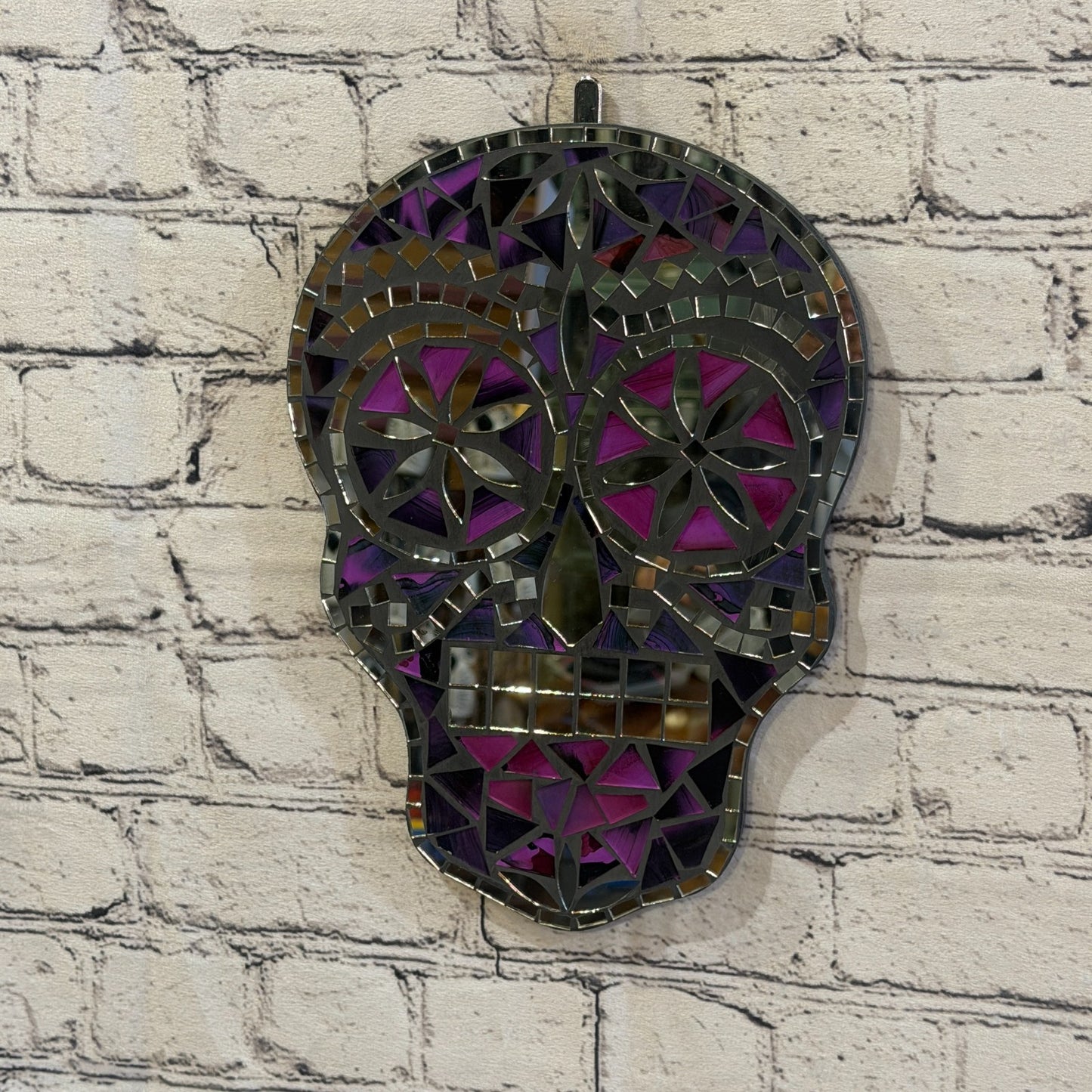 Purple Skull Mosaic Tile Wall Mirror 30cm x 20cm 12 Inches Handmade New0