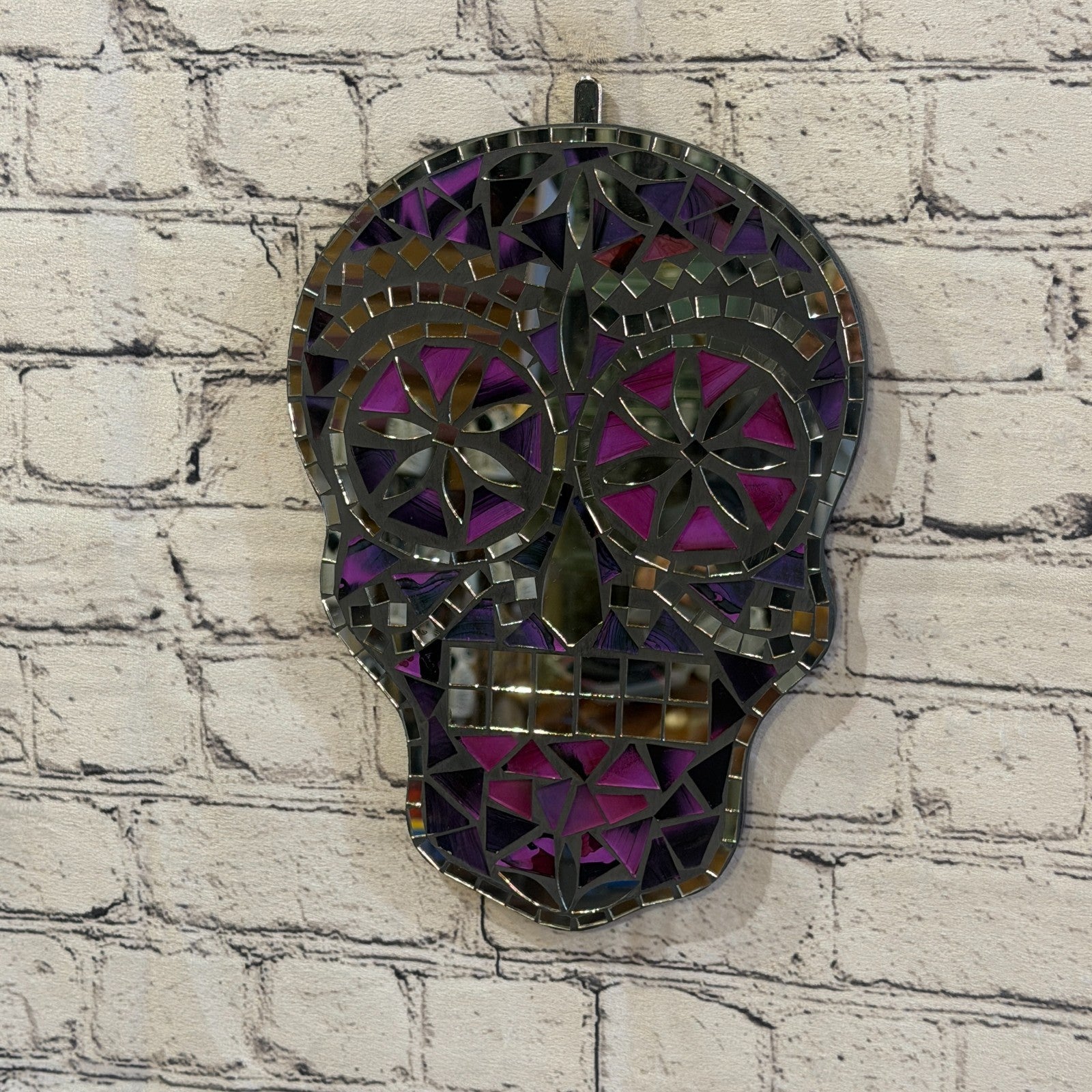 Purple Skull Mosaic Tile Wall Mirror 30cm x 20cm 12 Inches Handmade New0