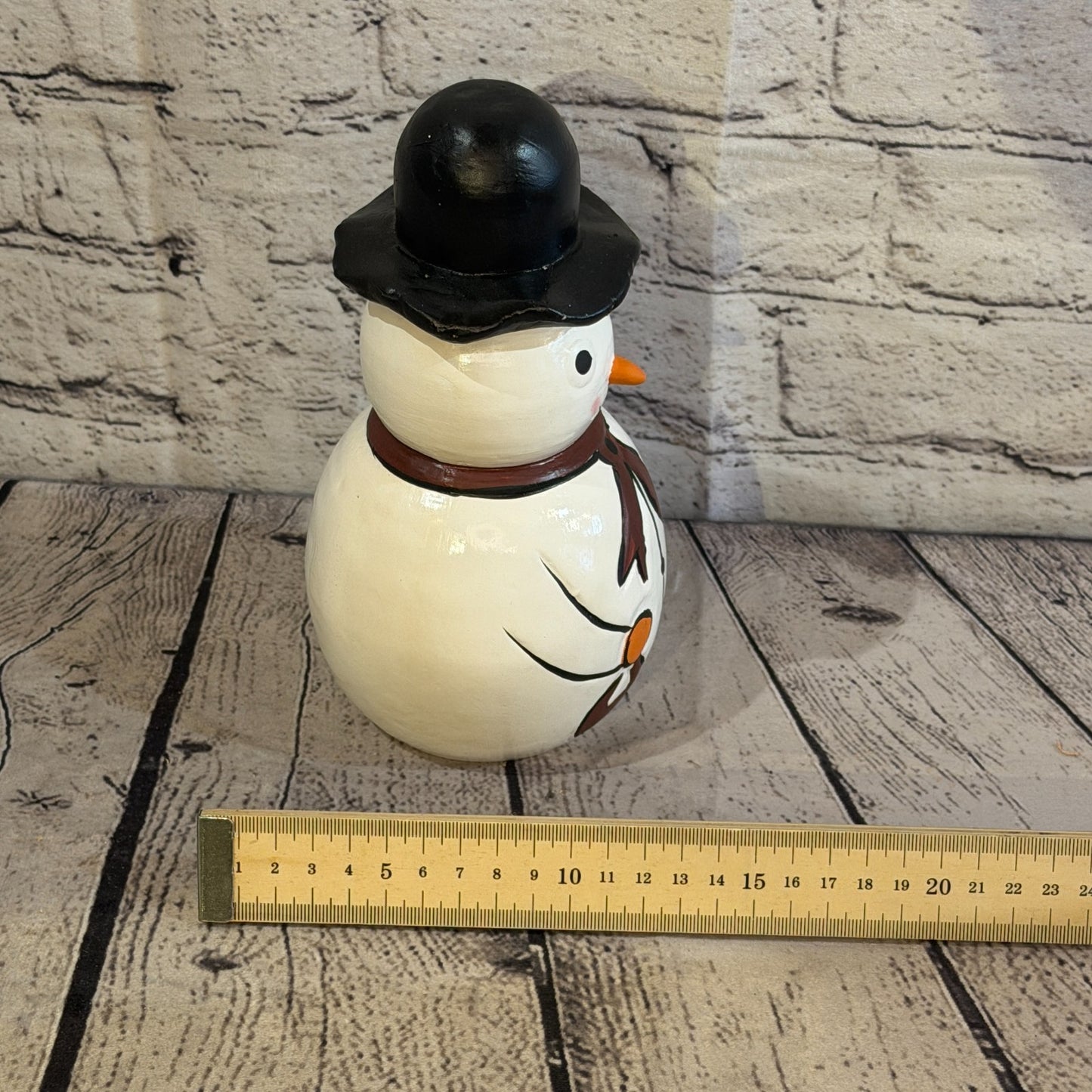 20cm x 12cm Black Top Hat Snowman Handcrafted Wood Xmas Christmas Ornament7