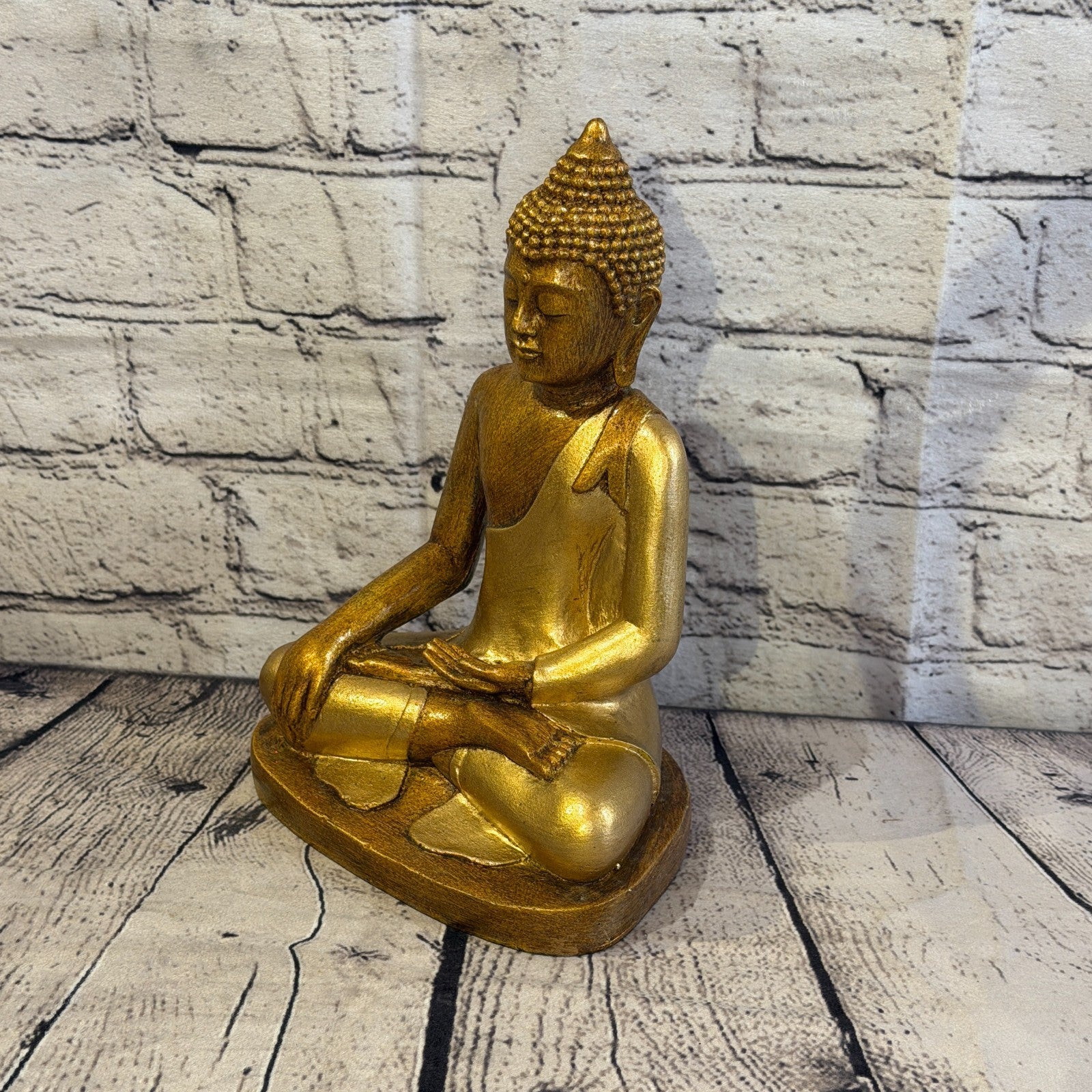 Bronze & Bronze 25cm x 15cm Large Thai Buddha Sitting Statue Resin Hindu1