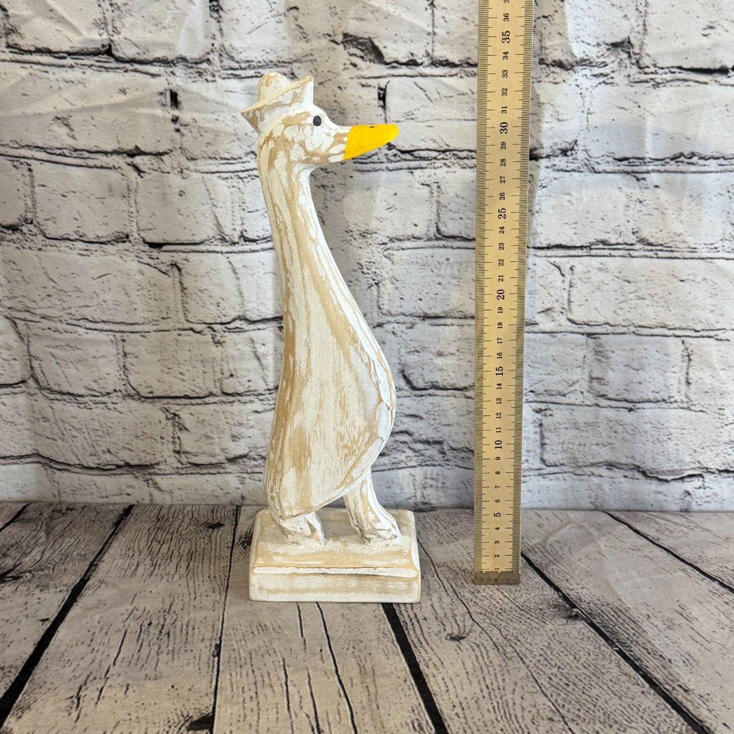Looking Forward 35cm Tall Wooden White Duckling Baby Duck Shabby Wood Fairtrade5