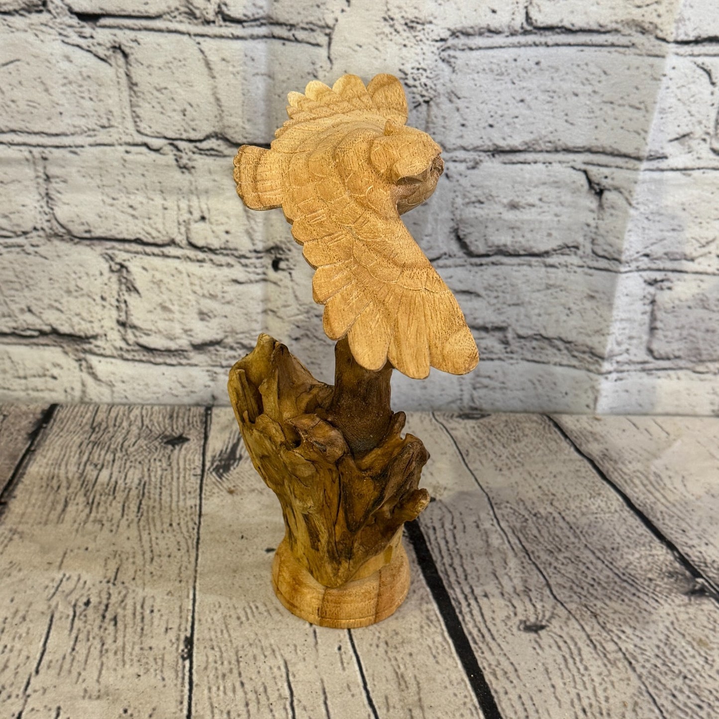 20cm Flying Owl Mushroom Parasite Ornament Natural Carving Fair trade Wooden3