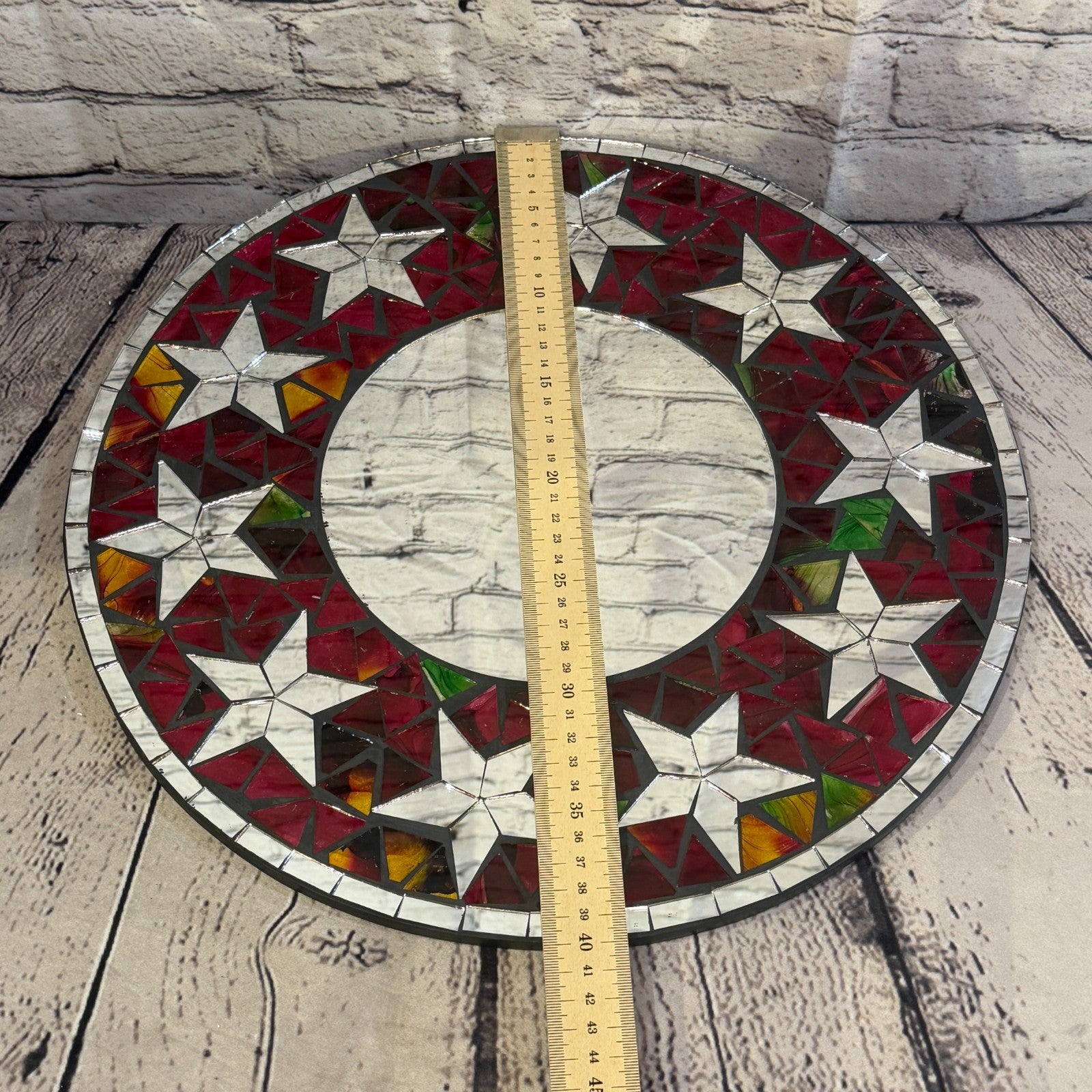 Red Star Black Mosaic Tile Wall Mirror 40cm x 40cm 16 Inches Handmade4