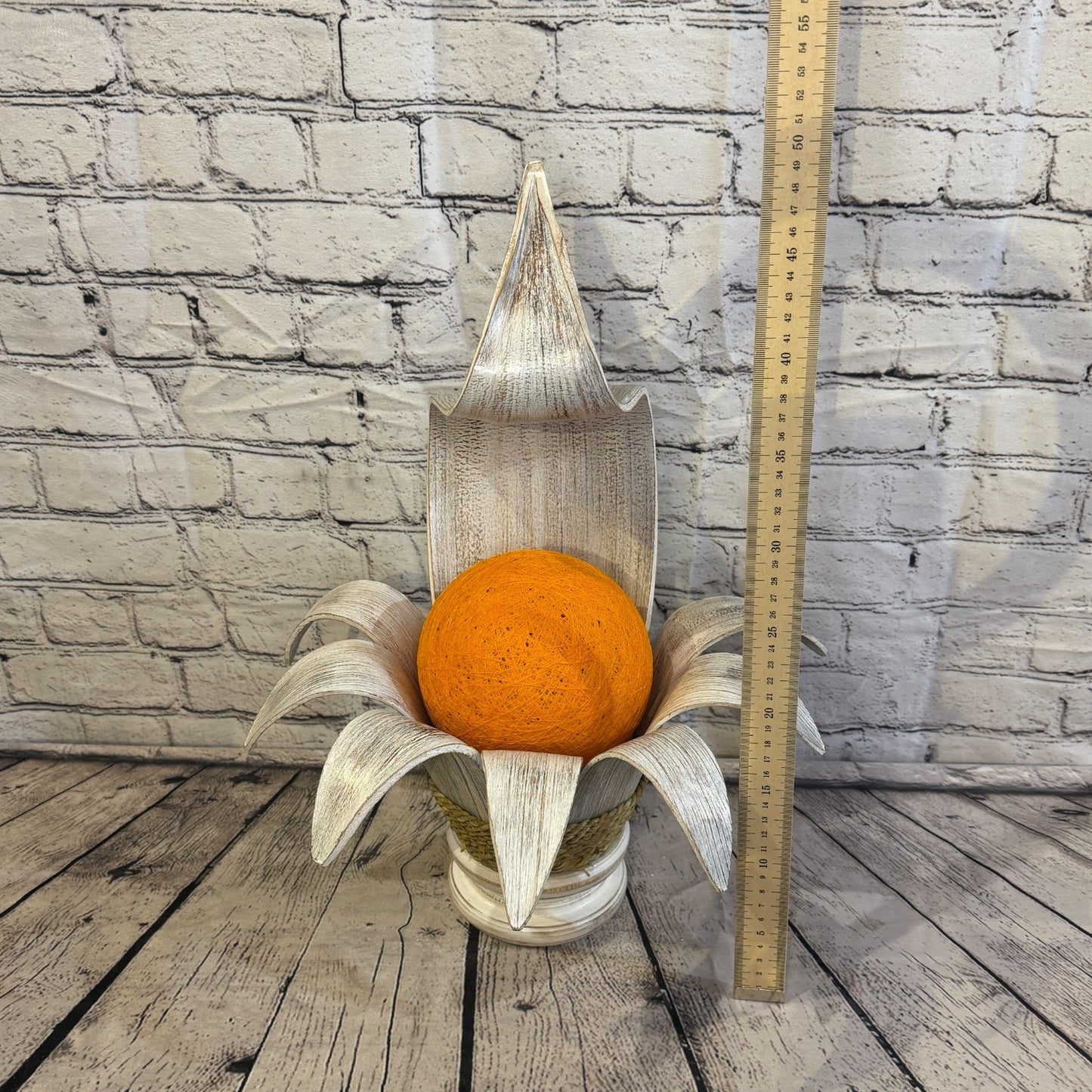 Orange Light White Natural 50cm Tall Leaf Lamp Twist LED UK Mains Plug Design 75