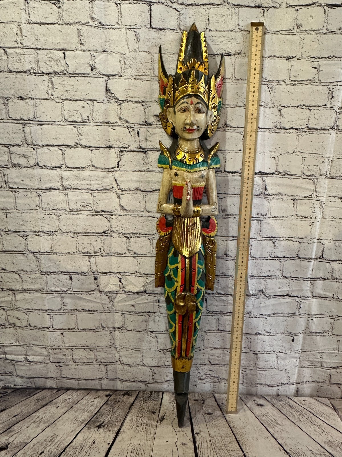 Plain Antique Colour Sita Dewi Bali Rice Goddess Wings Mermaid Wood 100cm Pair7