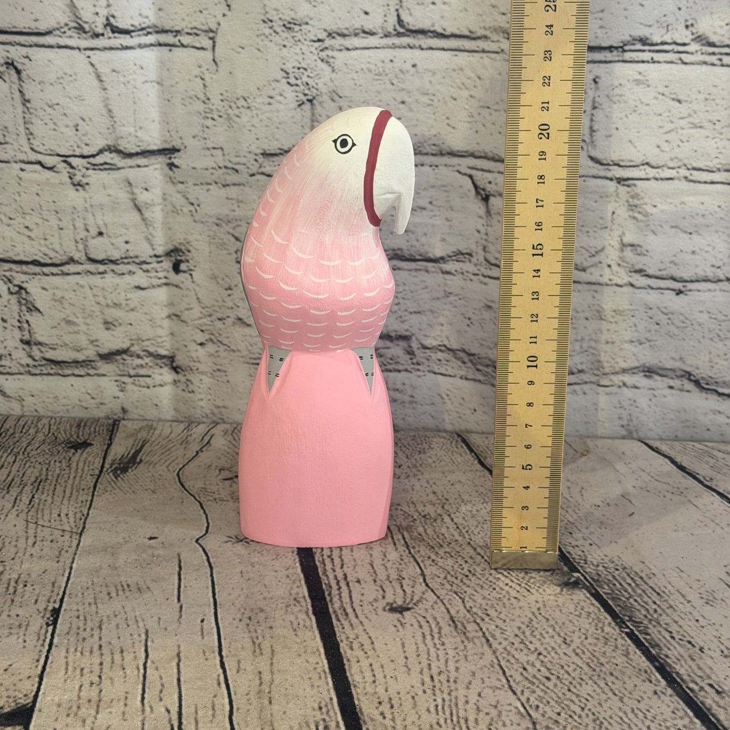 20cm Bright Pink Parrot Bird Ornament Statue Fair Trade Hand Made Carved Wood5