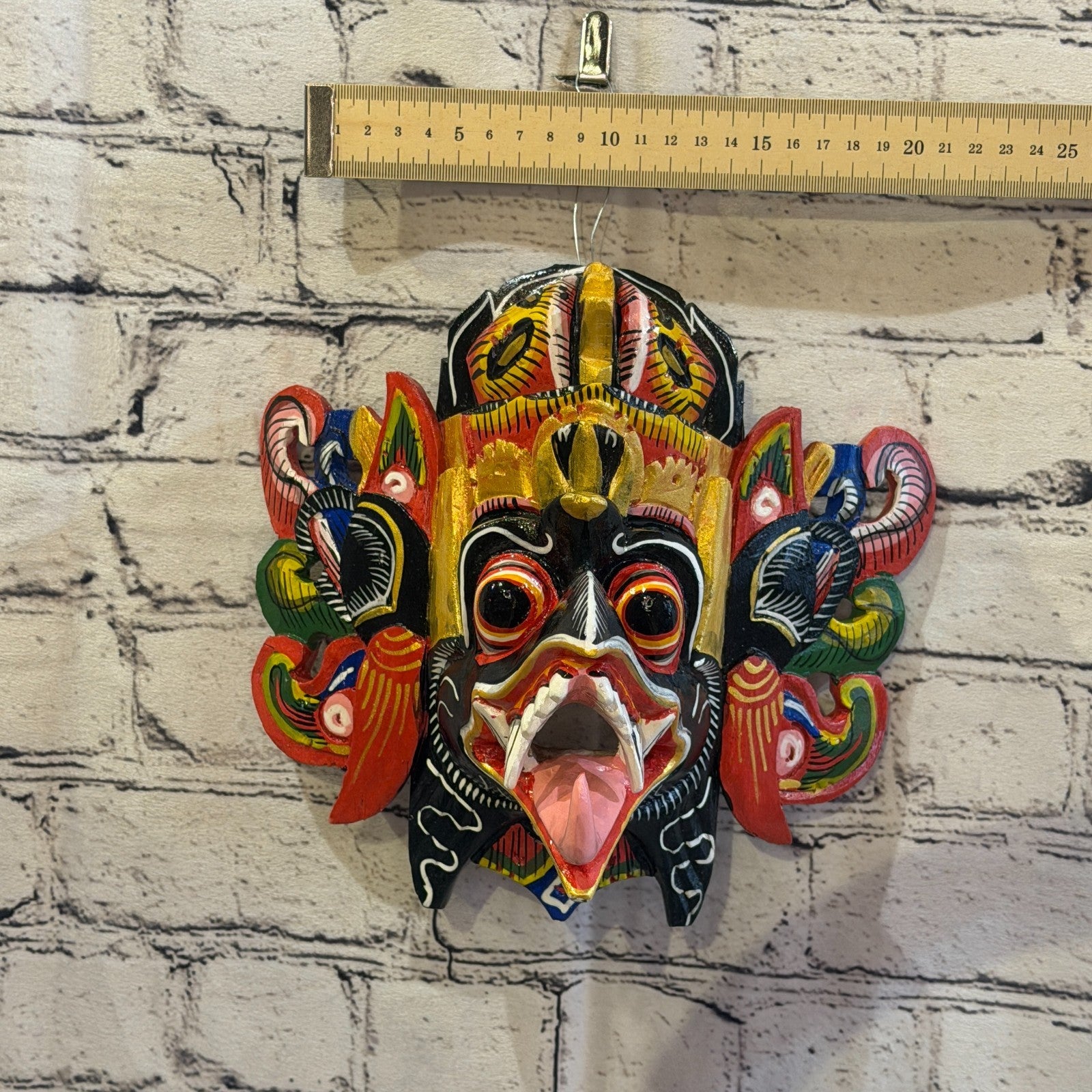 25cm Garuda Crown Black Demon Dragon Hindu Deity Wooden Hand Carved Mask Painted4