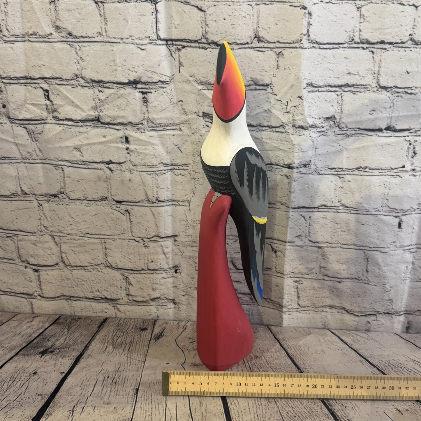 40cm Black White Toucan Bird Ornament Statue Fair Trade Hand Made Carved Wood7