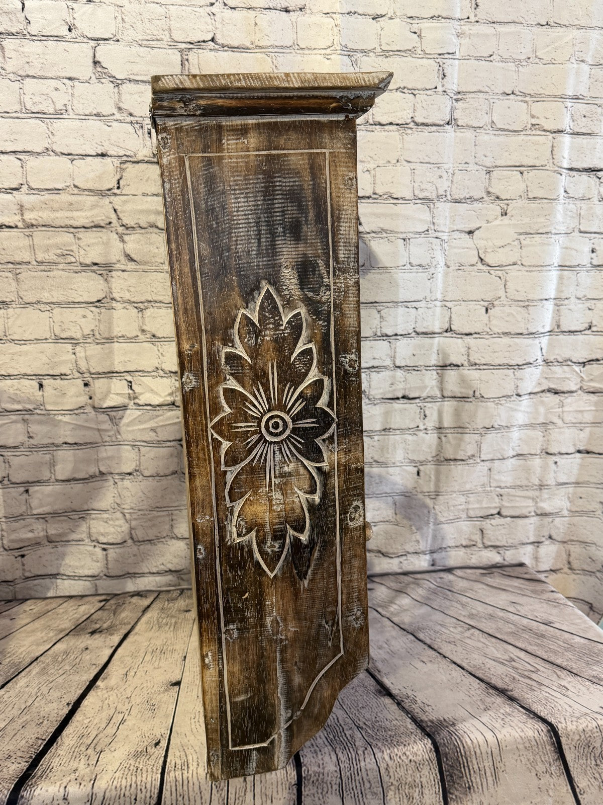 75cm x 55cm x 25cm Brown 3 Draws Wooden Cabinet Living Hallway Storage Furniture3