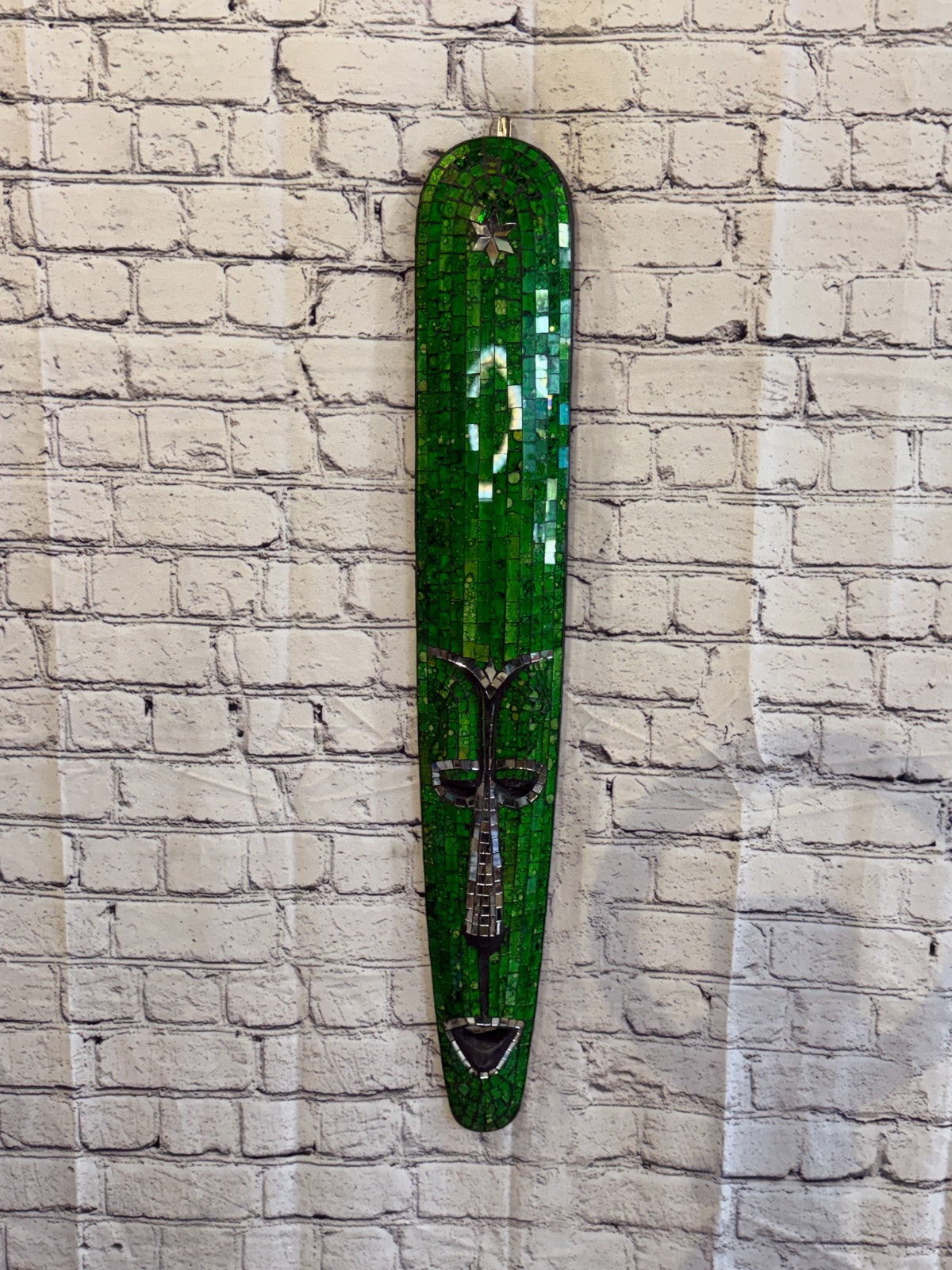 80cm Mask Green Mosaic Wall Hanging Wooden Ornaments Wood Carving2