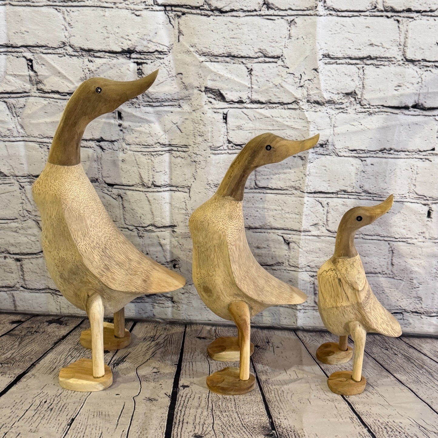 Looking Back 30cm Tall Wooden Smooth Duckling Baby Duck Bamboo Root Fairtrade9