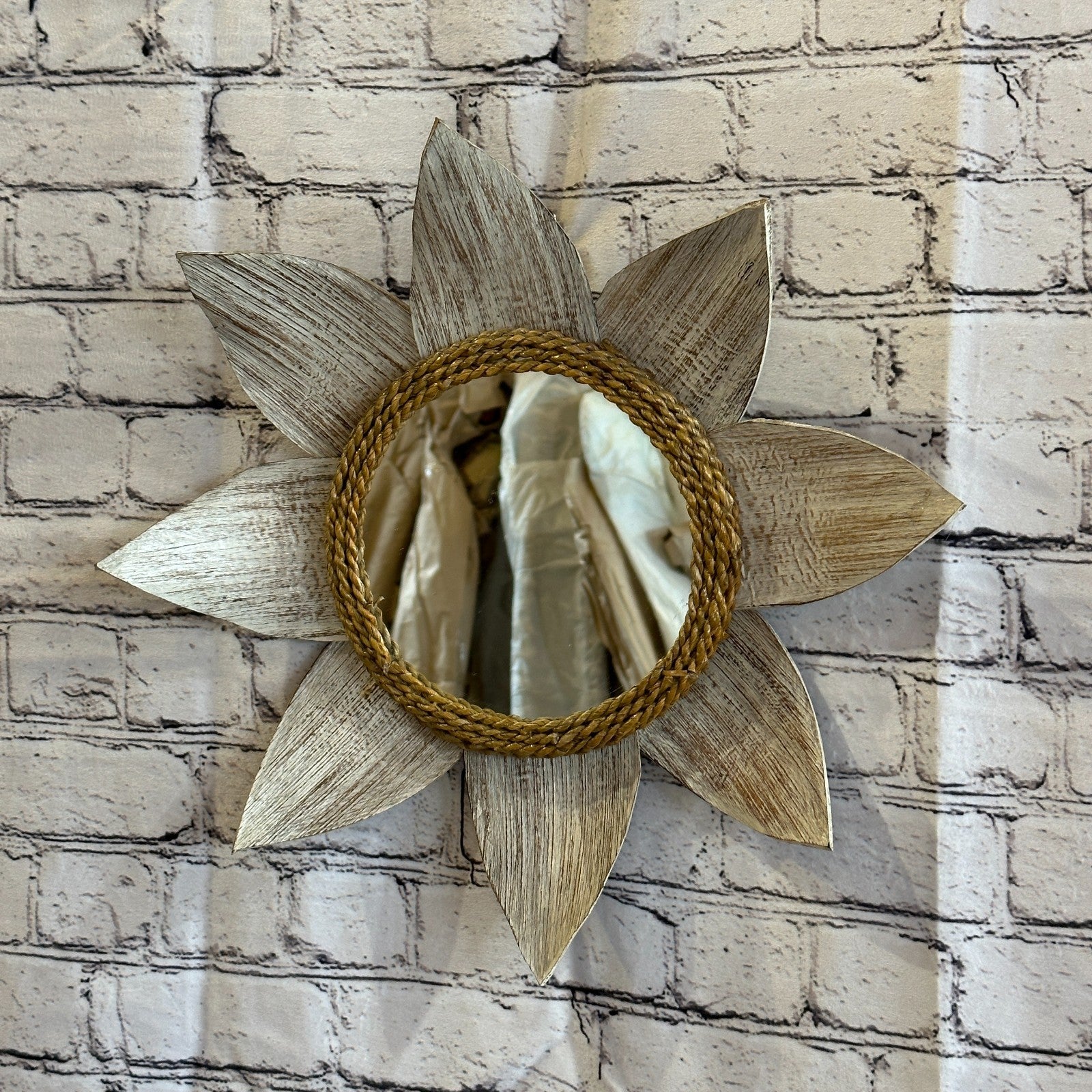 Leaf White Sun Flame Mosaic Tile Wall Mirror 40cm x 40cm 16Inches Handmade1