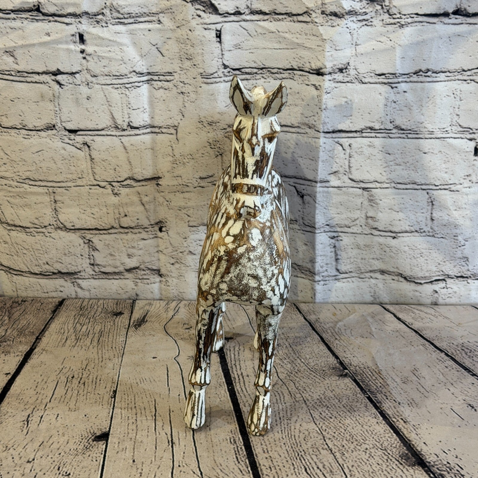 35cm x 35cm Brown Horse Large Wood Hand Carved Wooden Statue Figurine Decor1