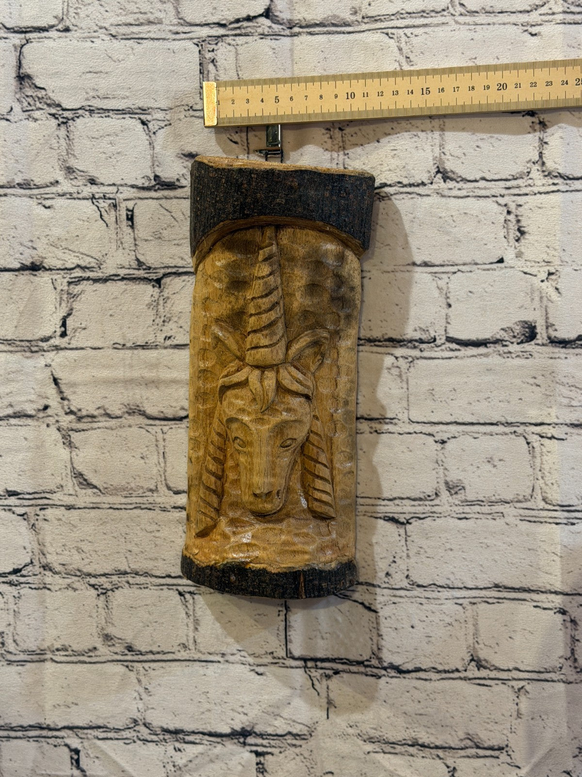Mythical Unicorn 30cm Hand Carved Wizard Tree Trunk Wood Fairtrade3
