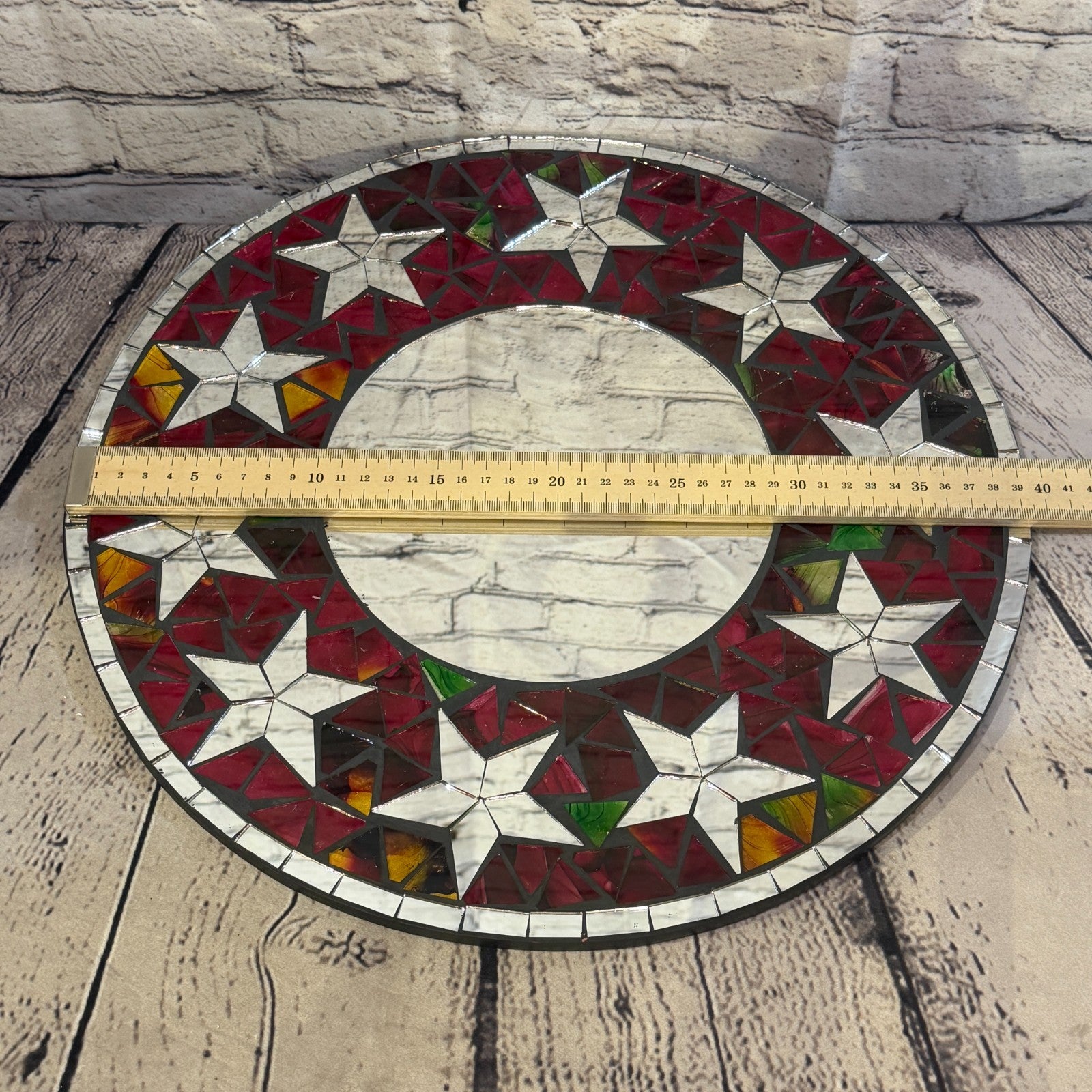 Red Star Black Mosaic Tile Wall Mirror 40cm x 40cm 16 Inches Handmade3