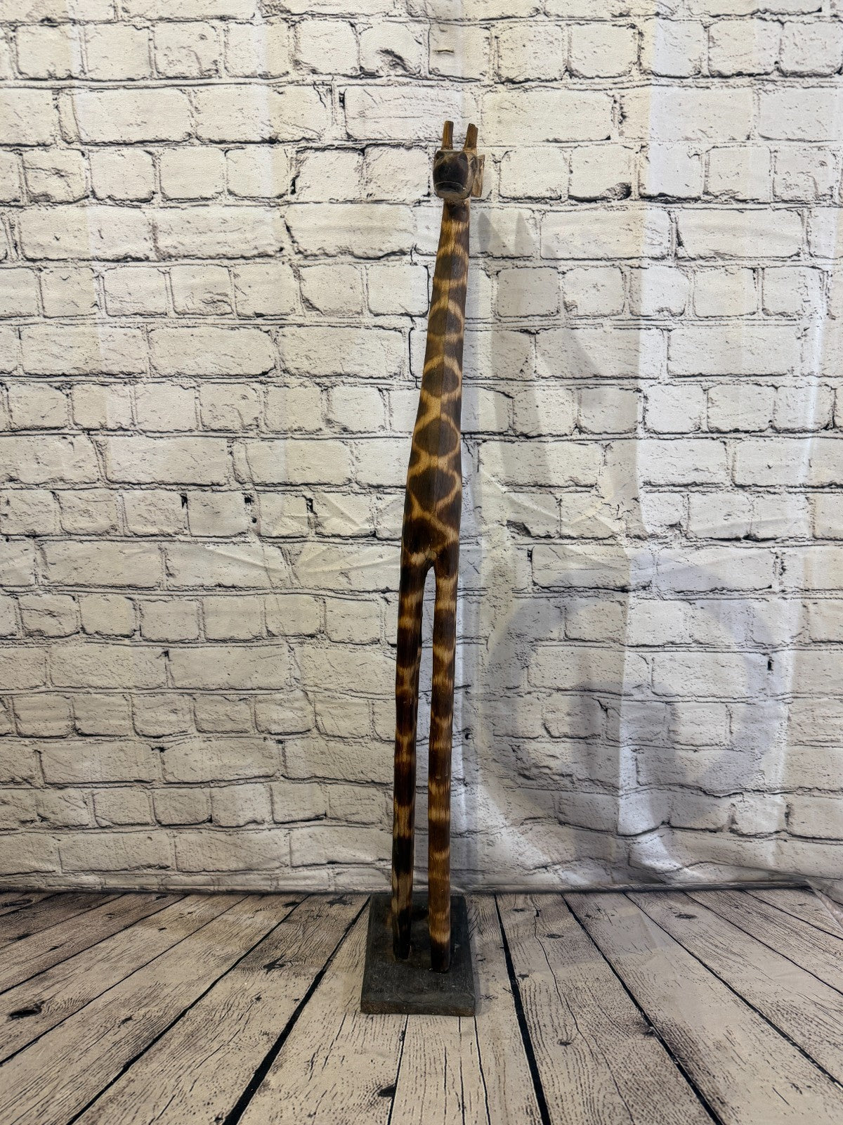 80cm Burnt Wooden Giraffe Standing Single Carved Solid Wood Giraffe Handmade1