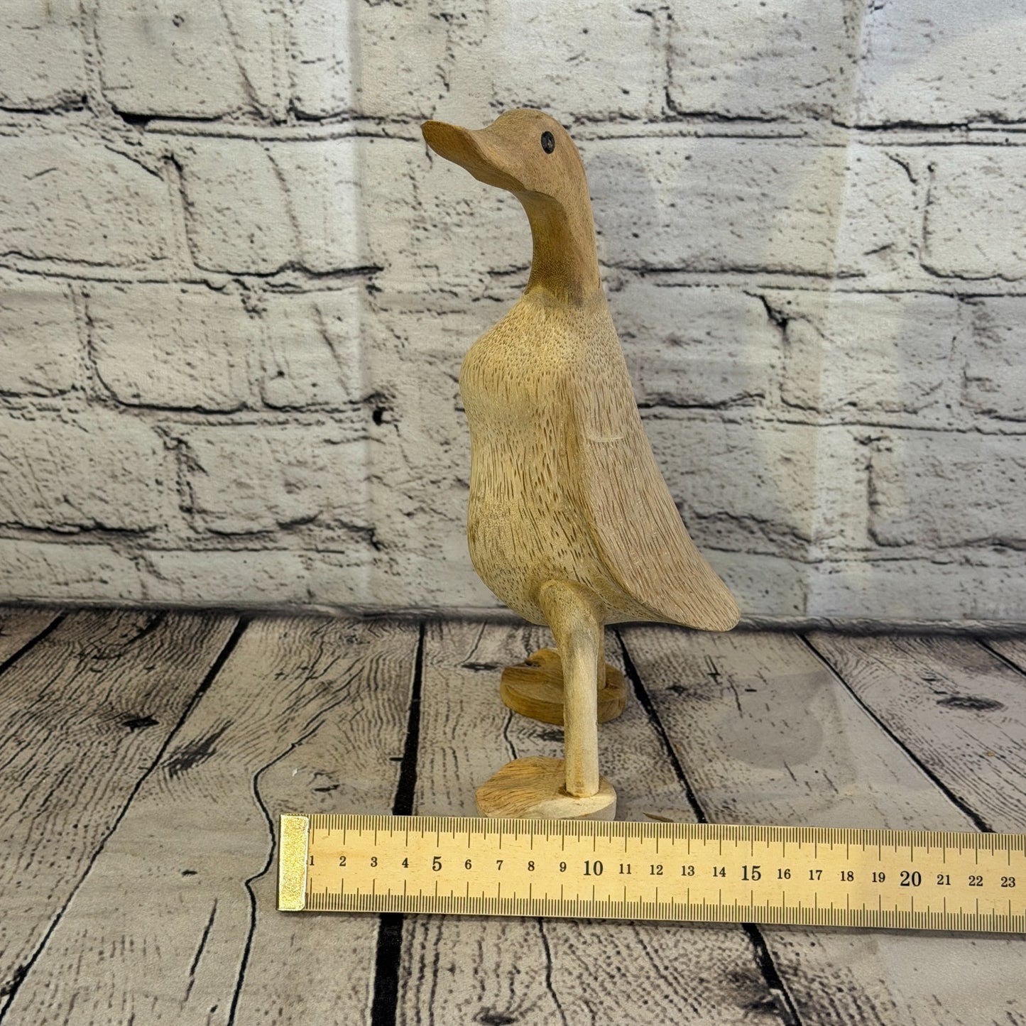 Looking Left 25cm Tall Wooden Smooth Duckling Baby Duck Bamboo Root Fairtrade7