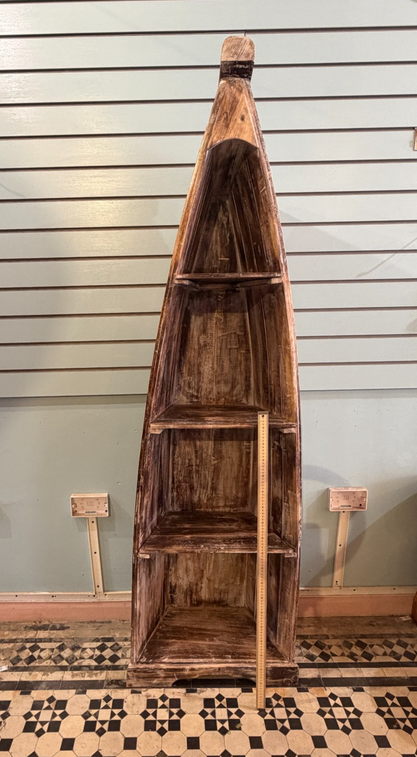 180cm x 55cm x 30cm Brown Boat Shelf Wooden Cabinet Living Storage Furniture5