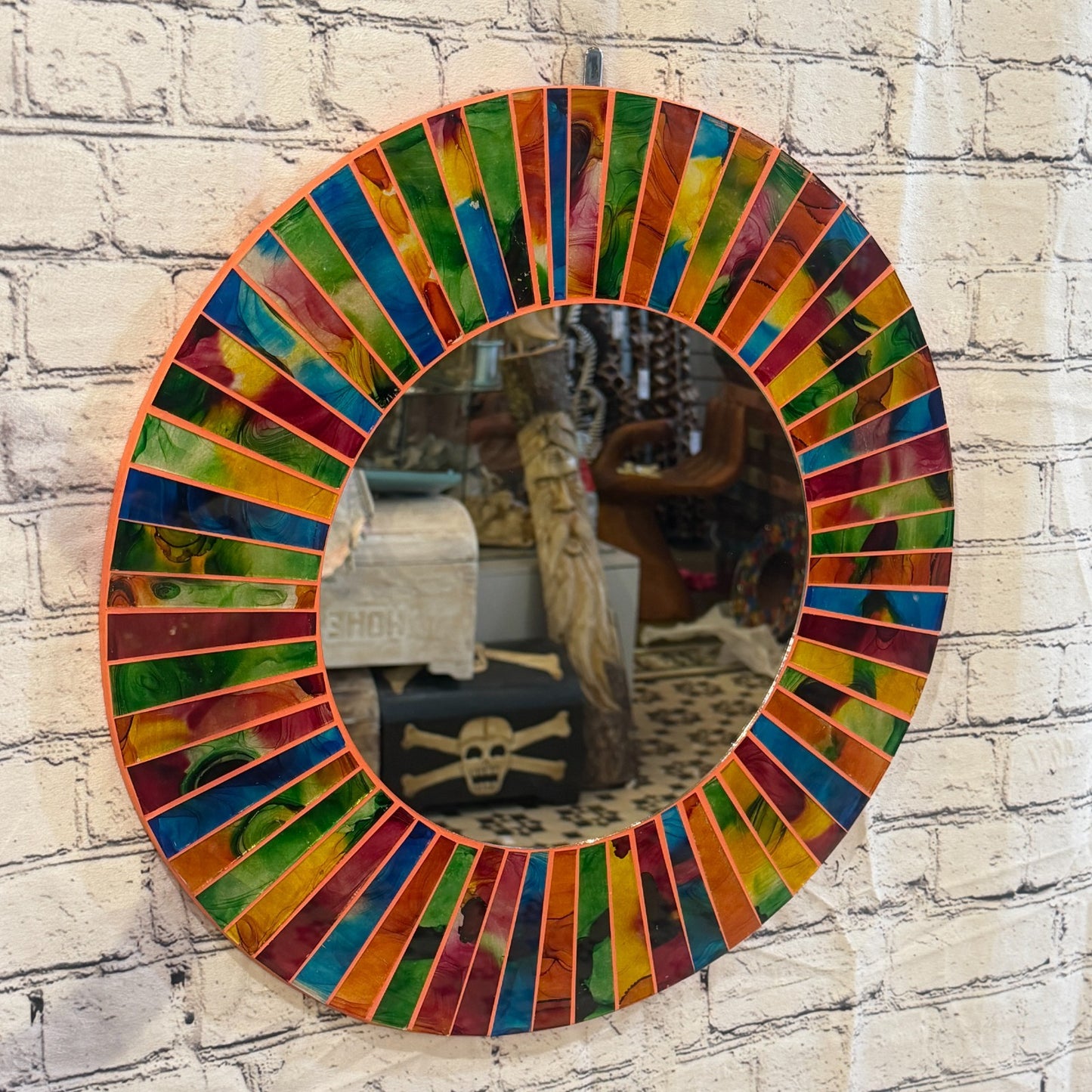 Rainbow Line Terracotta Mosaic Tile Wall Mirror 50cm x 50cm 20 Inches Handmade0