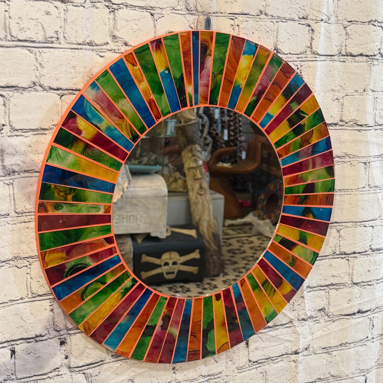 Rainbow Line Terracotta Mosaic Tile Wall Mirror 50cm x 50cm 20 Inches Handmade0