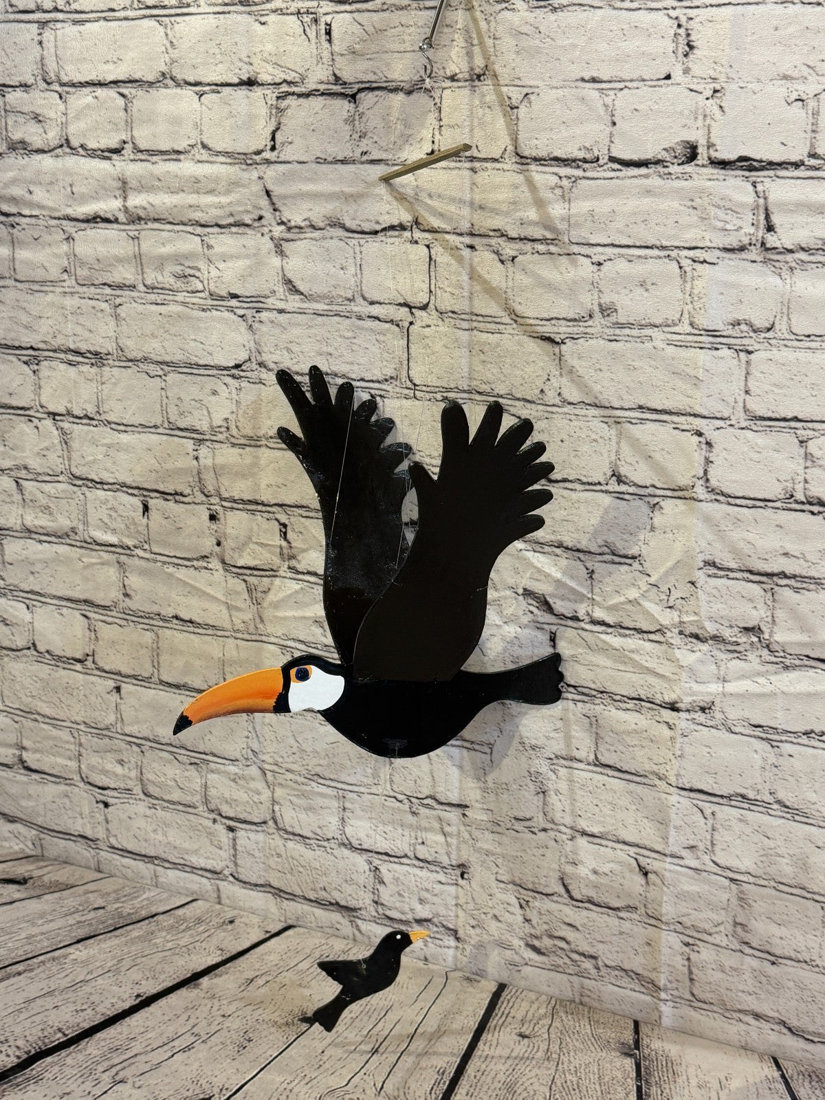 30cm x 55cm Toucan Flying Wooden Mobile Children's Bedroom Room Decor0