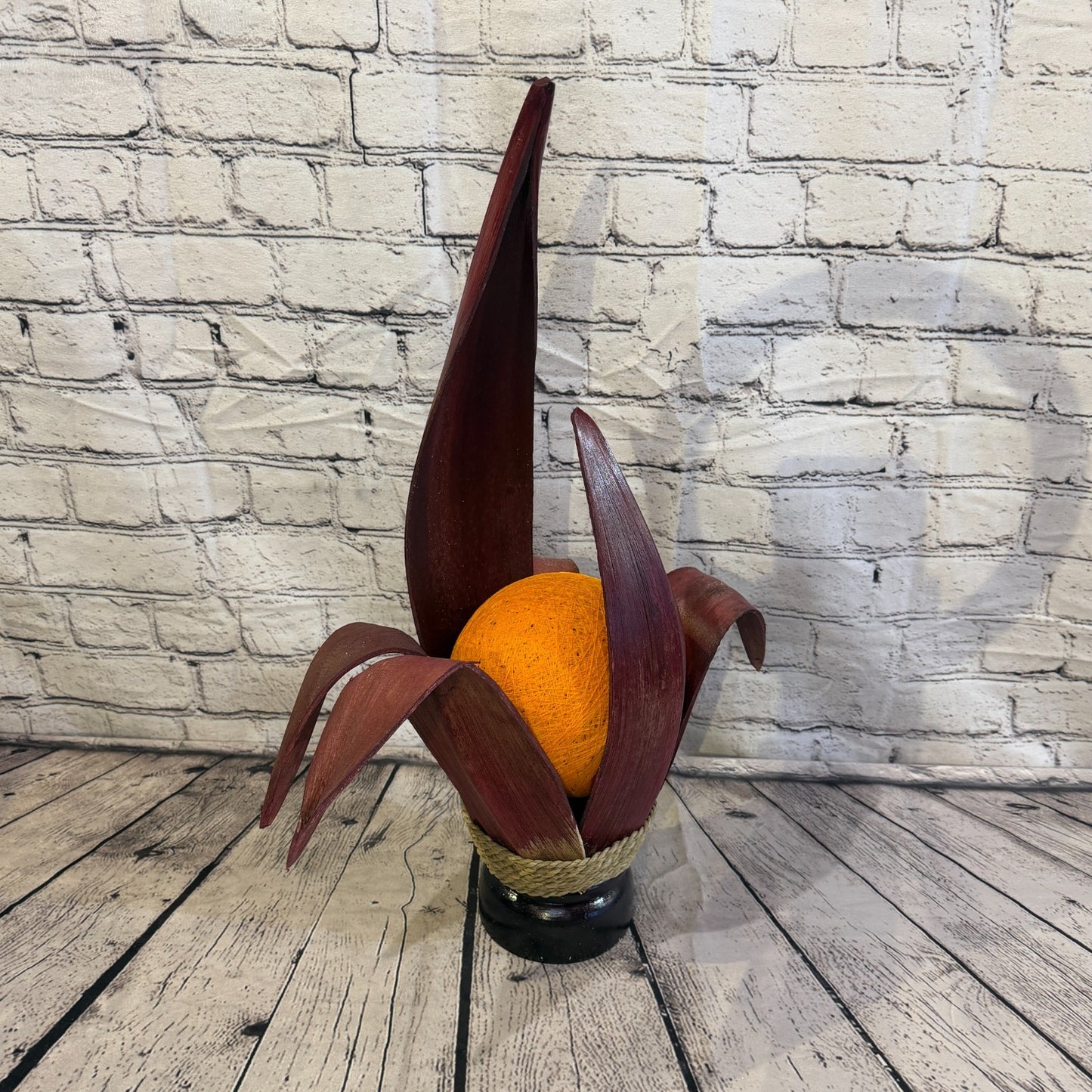 Orange Light Red Natural 55cm Tall Leaf Lamp Twist LED UK Mains Plug Design 12