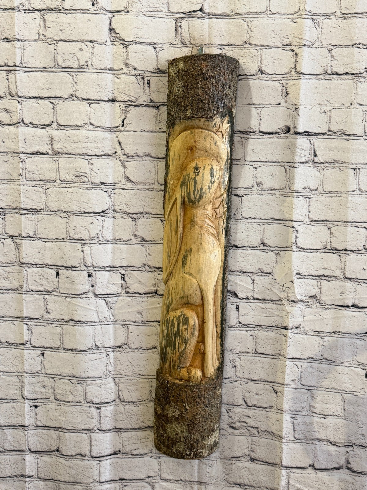 Hare Rabbit Looking At Moon 80cm Hand Carved Wizard Tree Trunk Wood Fairtrade0