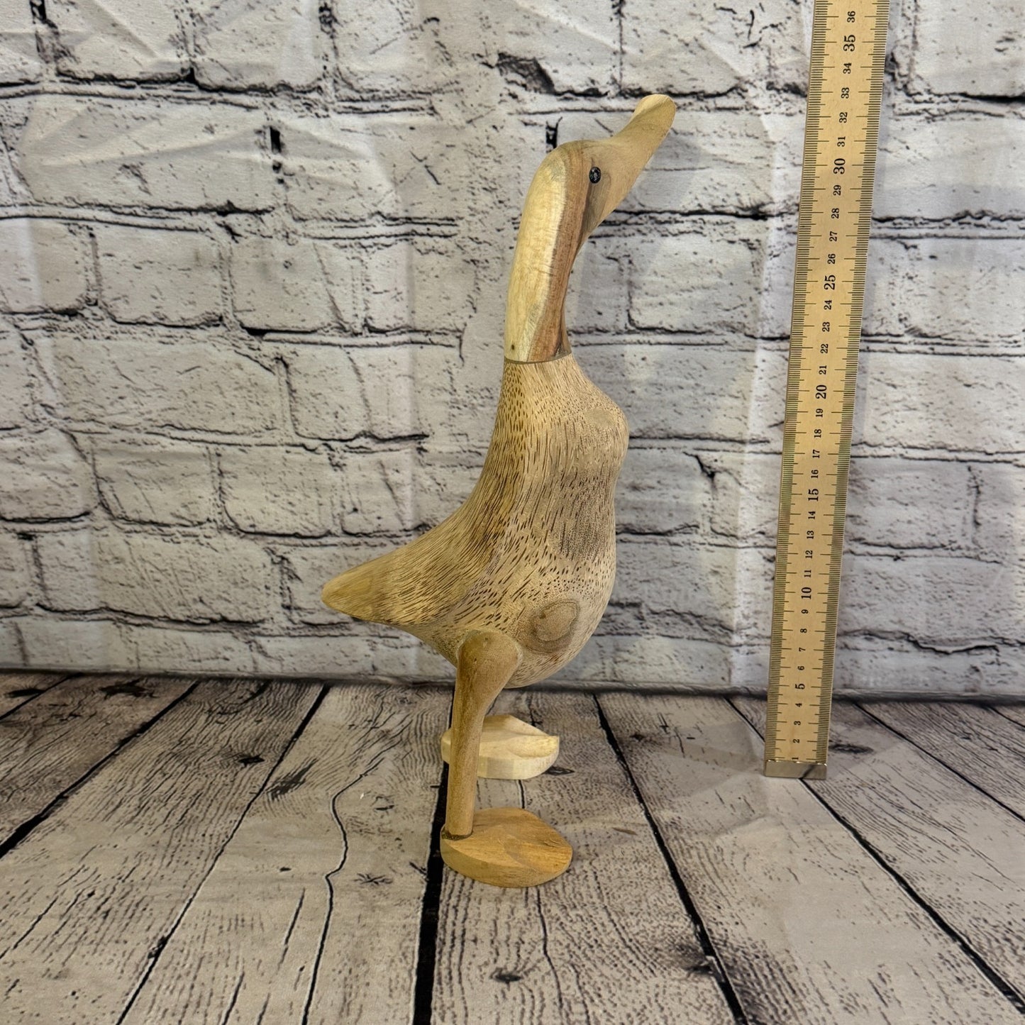 Looking Left 30cm Tall Wooden Smooth Duckling Baby Duck Bamboo Root Fairtrade6