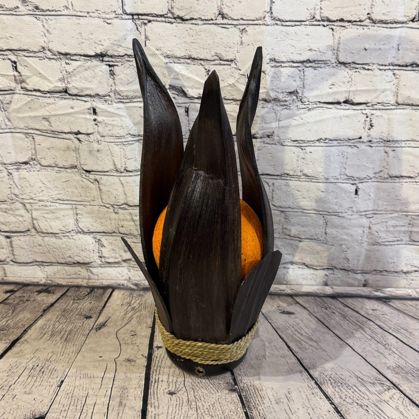 Orange Light Brown Natural 45cm Tall Leaf Lamp Twist LED UK Mains Plug Design 21