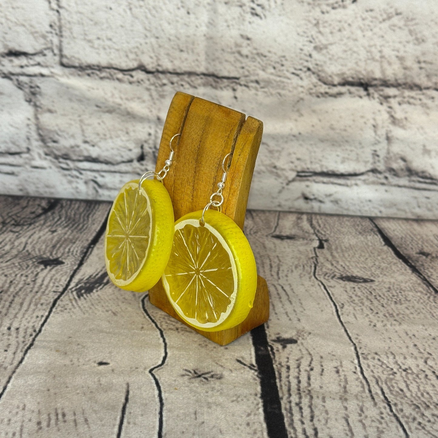 Lemon Slices Plastic Novelty Party Dangle Drop Earrings Handmade UK Jewellery1