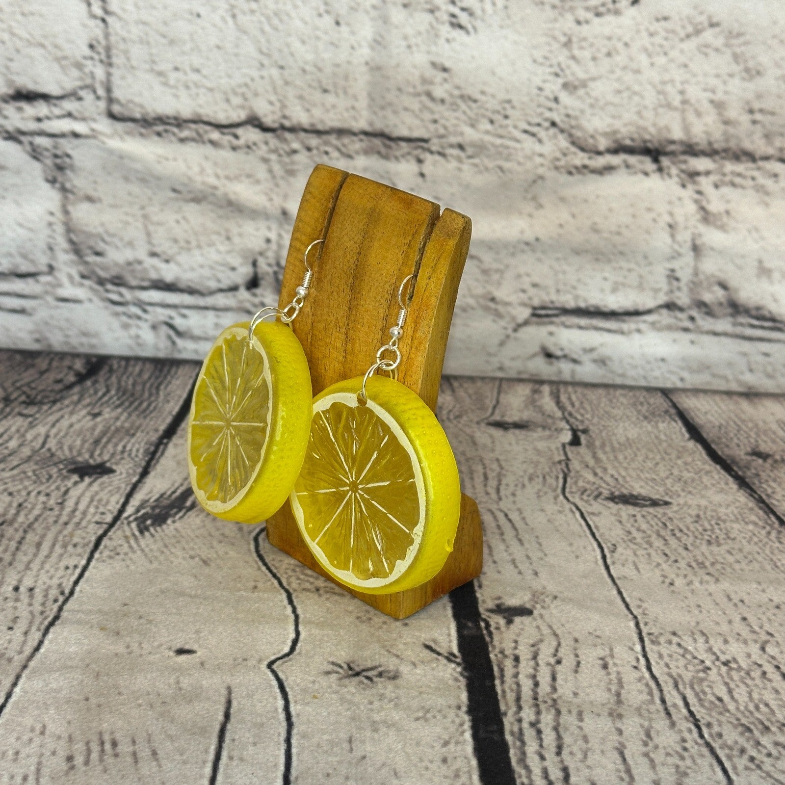 Lemon Slices Plastic Novelty Party Dangle Drop Earrings Handmade UK Jewellery1