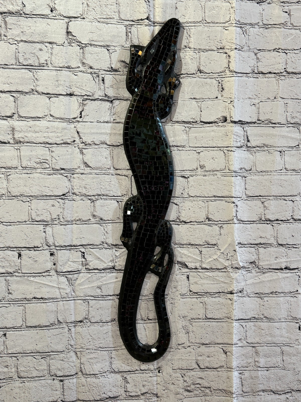 80cm Gecko Purple Mosaic Wall Hanging Wooden Ornaments Wood Carving2